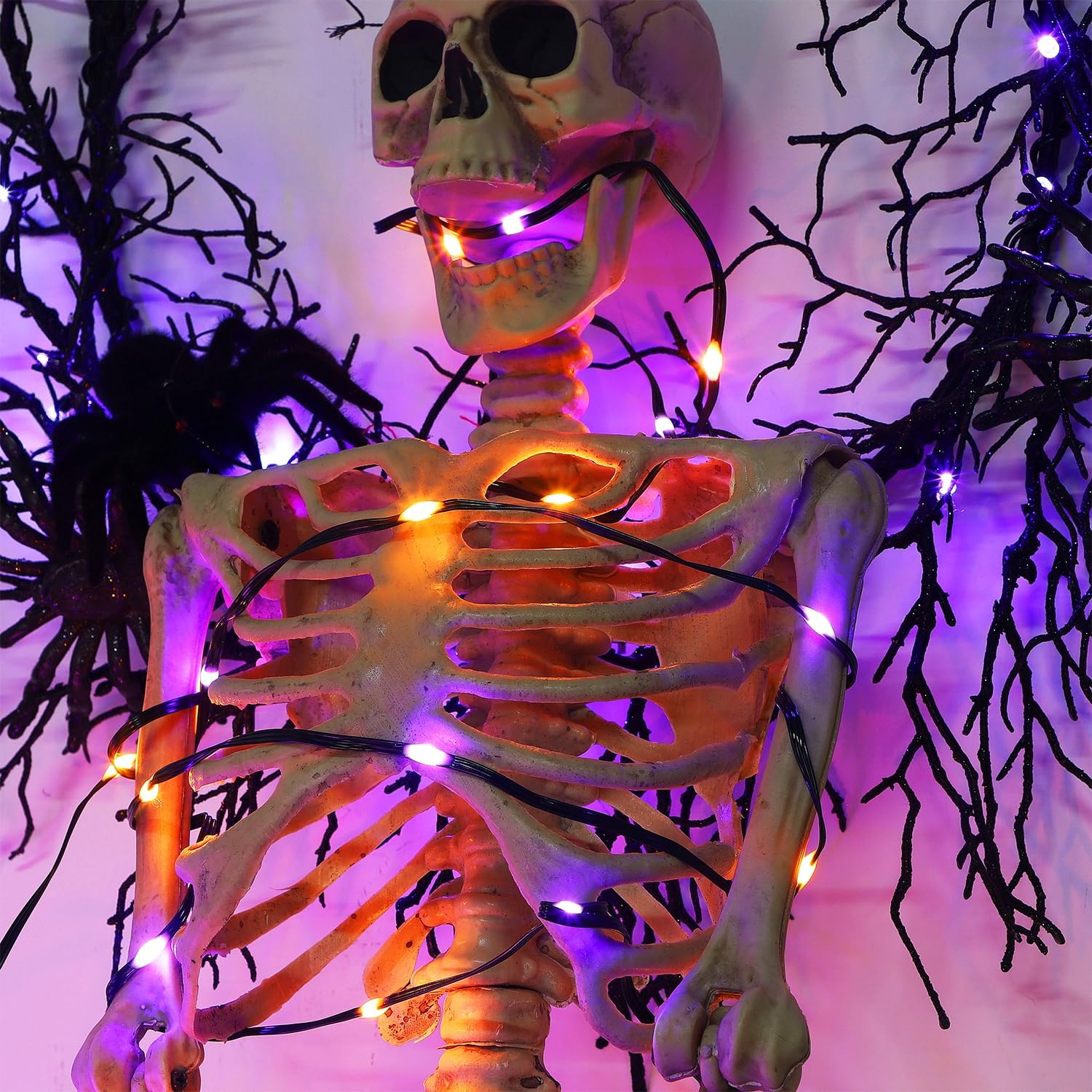 WATERGLIDE 328FT 1000 LED Outdoor Halloween Lights, Waterproof Orange & Purple Fairy String Lights, Model HBB-1000COI, 8 Modes