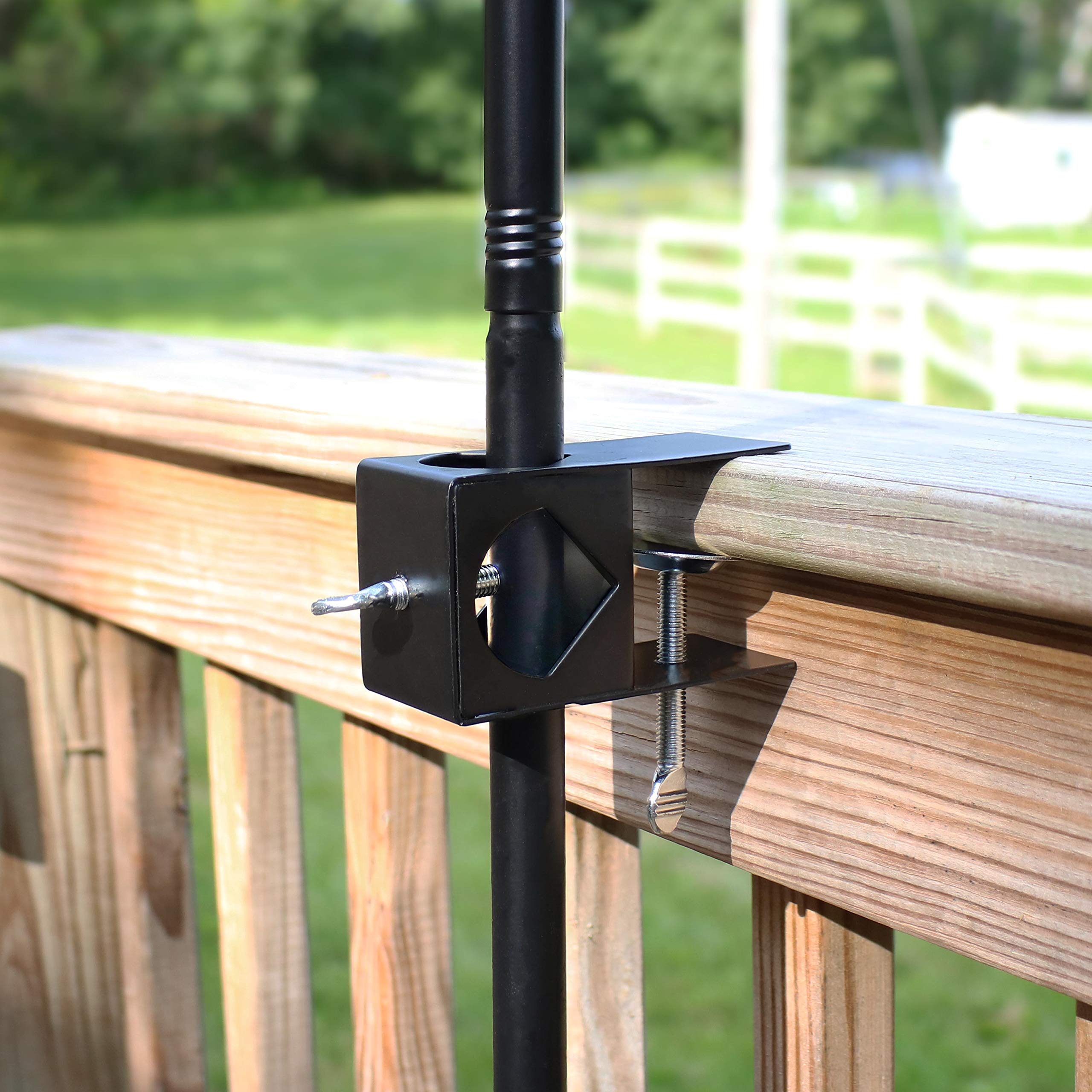 Sunnydaze Outdoor Torch Mount Holder, Black Steel Deck Clamp - 4 X 1.75 X 2.25, Model Wko-172