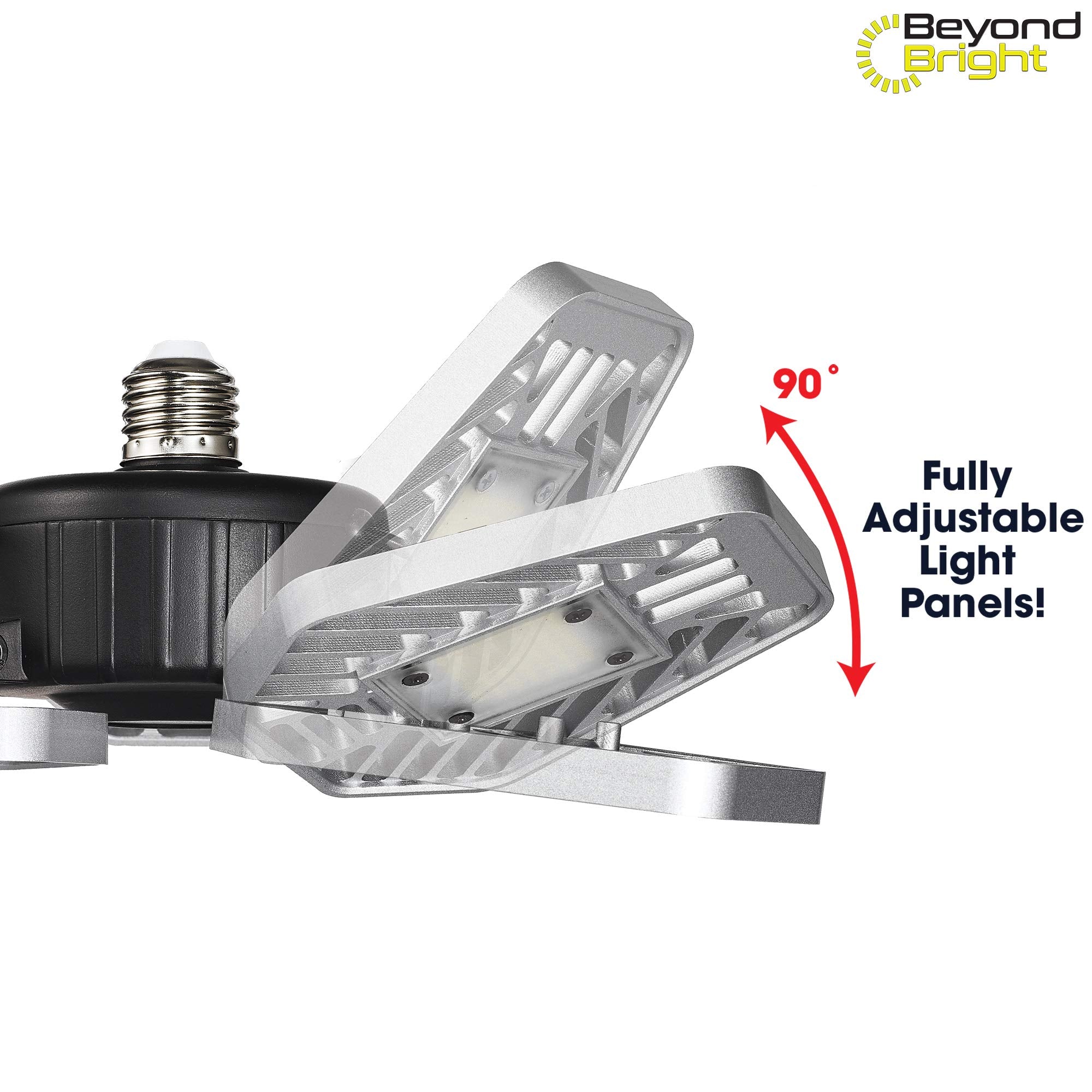 Ontel Beyond Bright LED Garage Light - 3 Adjustable Panels, Energy Efficient, 1 Count, Black/Grey, Model BEBR-MC4