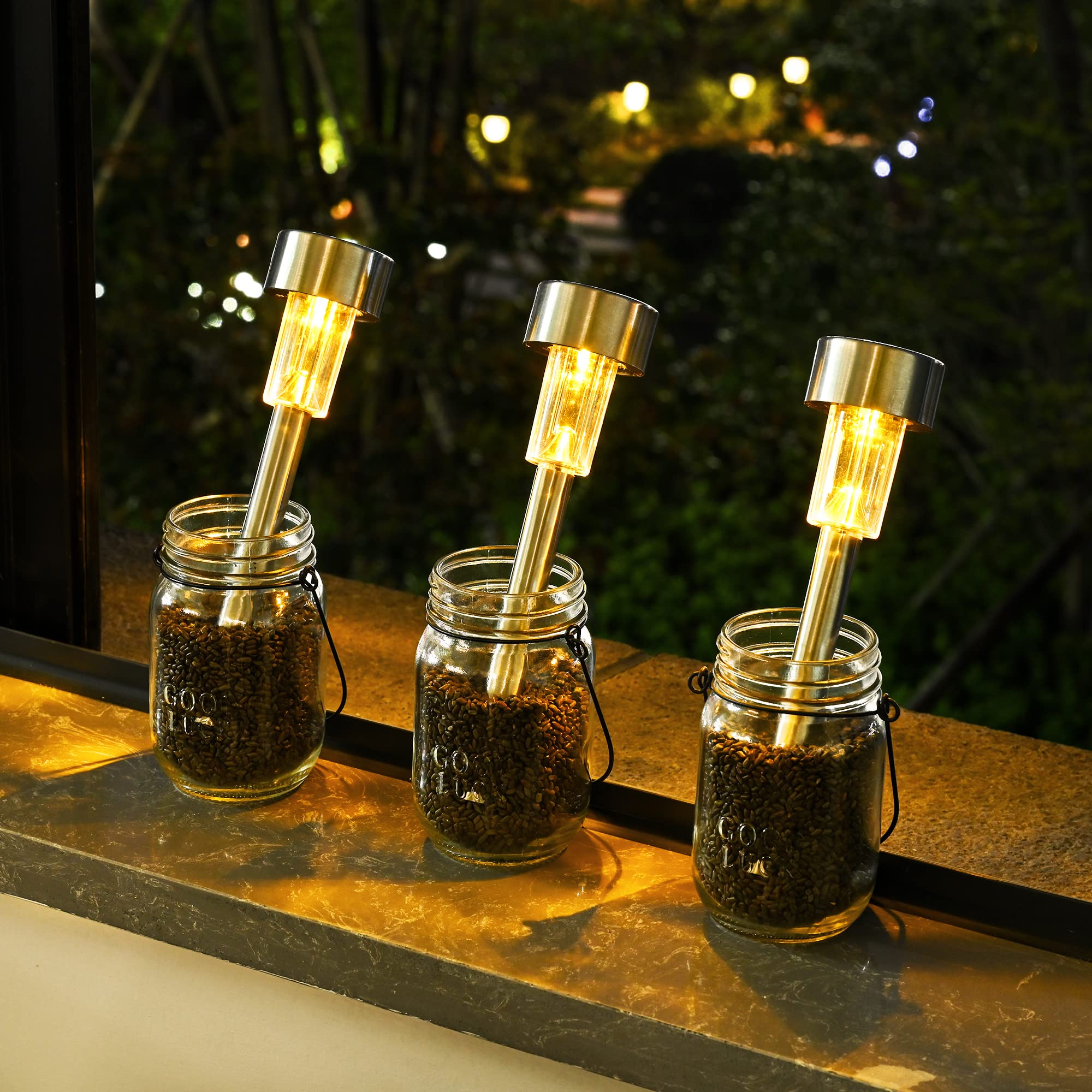 SOLPEX Solar Outdoor Lights, 12 Pack, Waterproof LED Pathway Lighting, Warm White, Model 6981