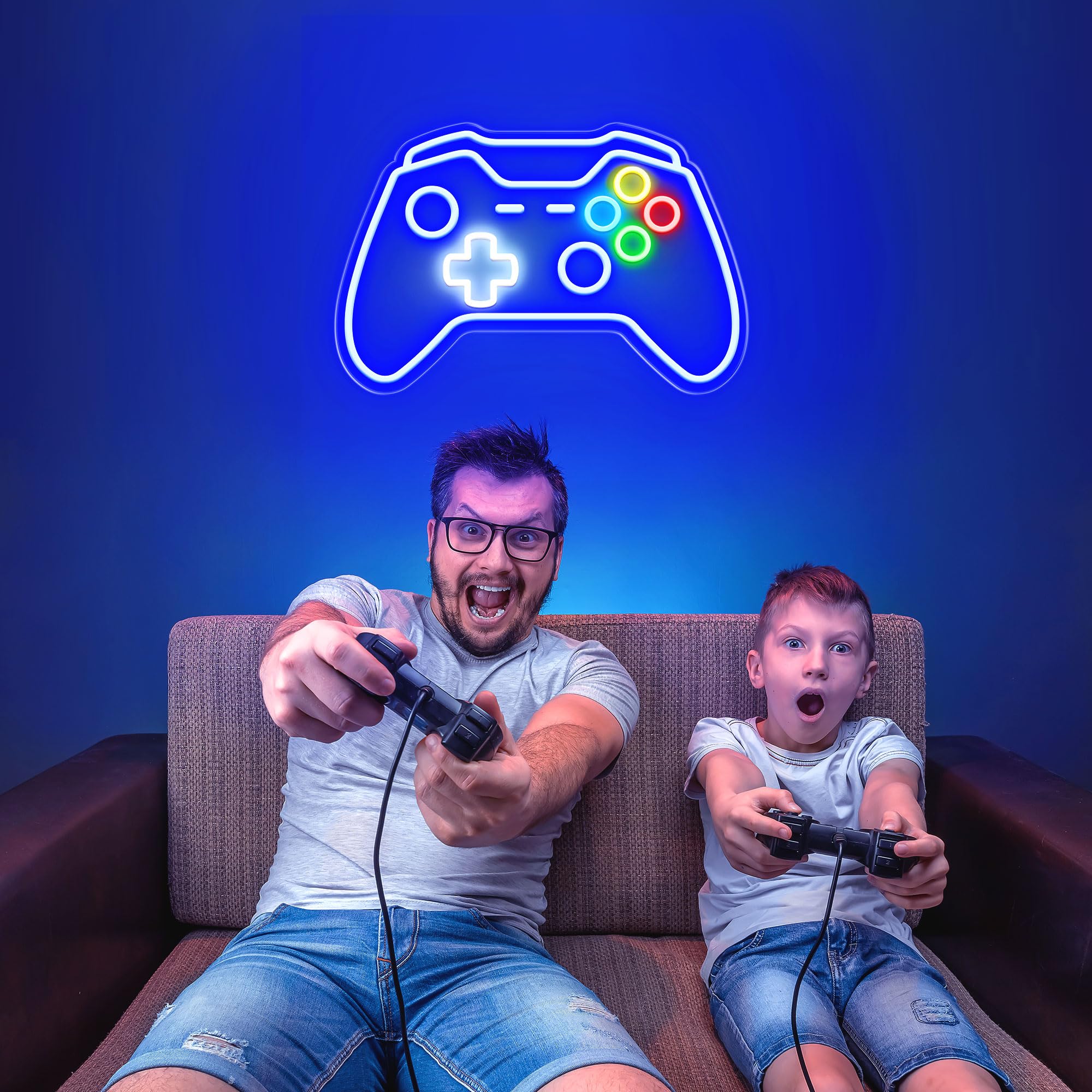 CULOIS Gamer Neon Sign, Adjustable Brightness, 16x10.5 inch, Blue/White-Gamer, Gaming Decor for Room and Boys Bedroom