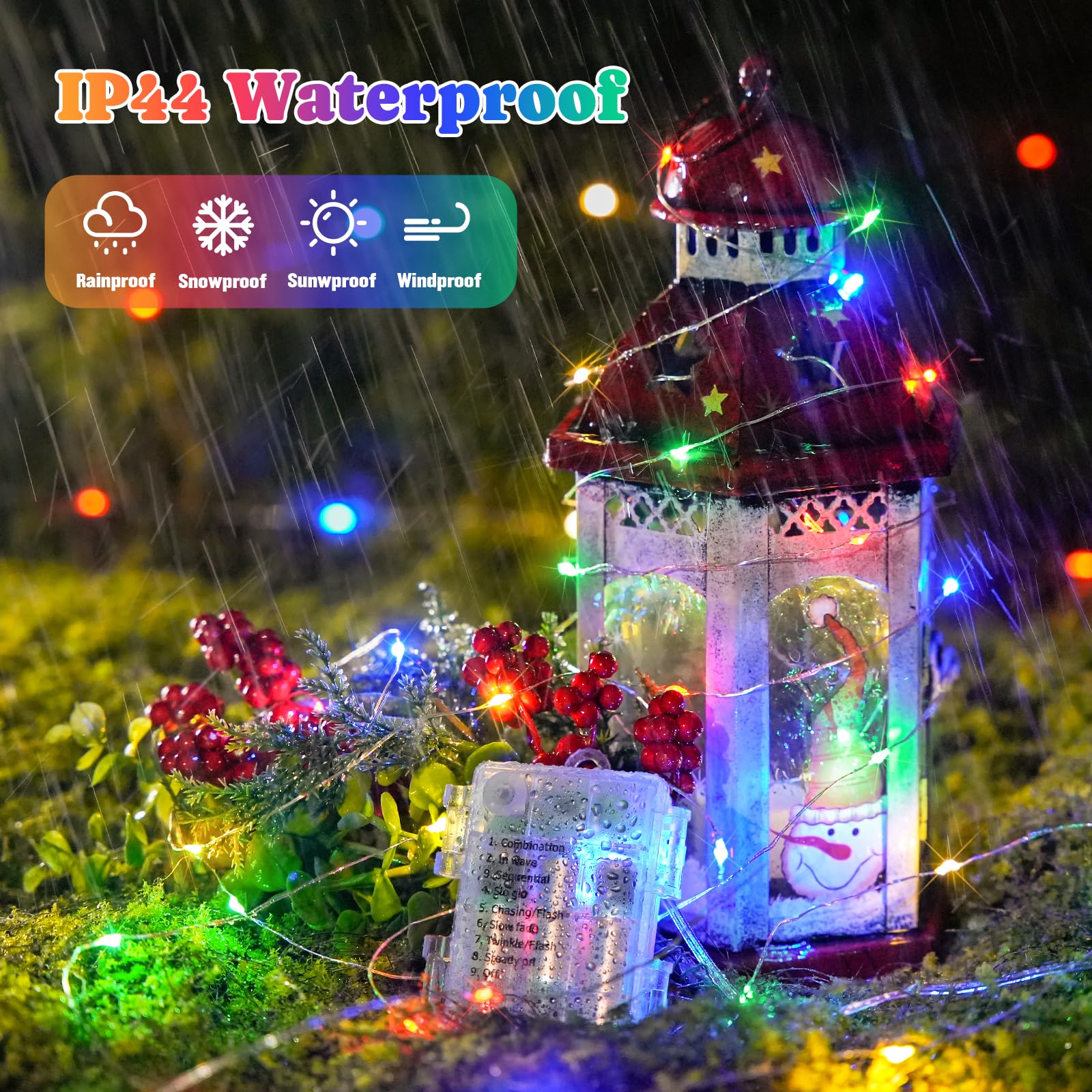 Jmexsuss 2 Pack 100Led Multicolor Fairy Lights, 66Ft Battery Operated String Lights With Remote, 8 Modes For Indoor Decor