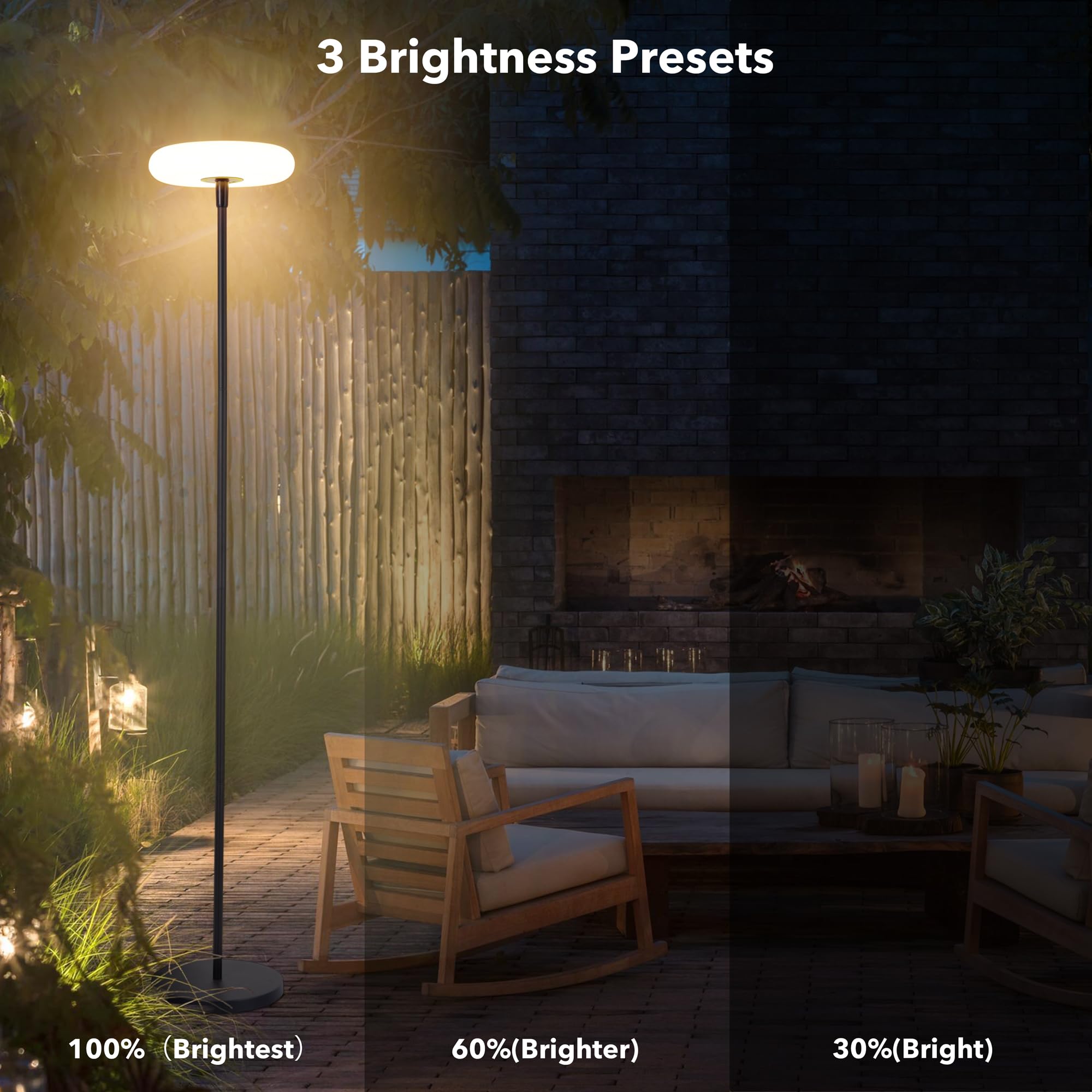 Favorite Garden Solar Powered Outdoor Floor Lamp - Weatherproof For Patio, Deck, Pool, Garden