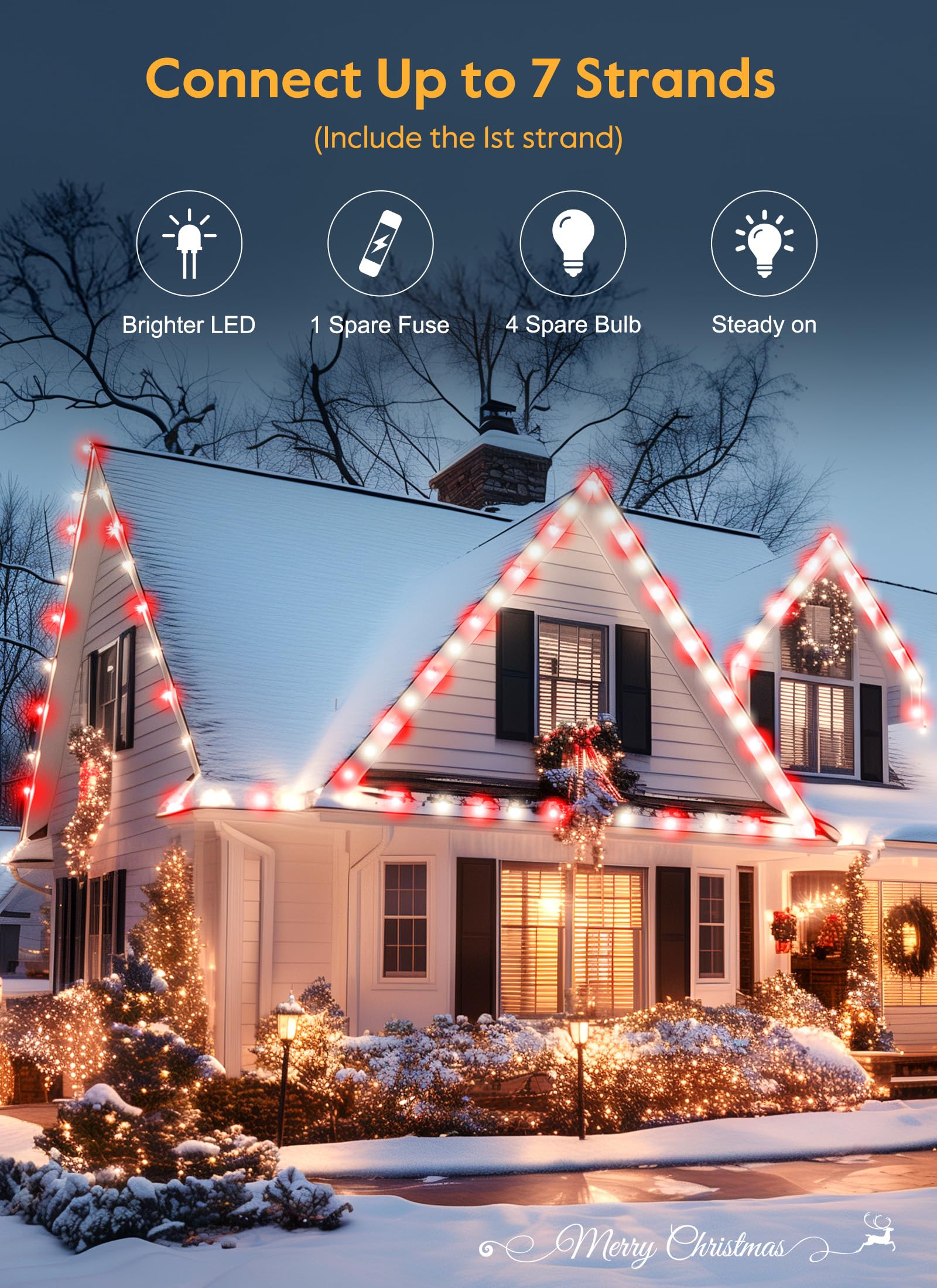 Vintage C9 Led Christmas Lights Outdoor, 100 Feet C9 String Lights With 100 Shatterproof C9 Bulbs, Waterproof Connectable Christ