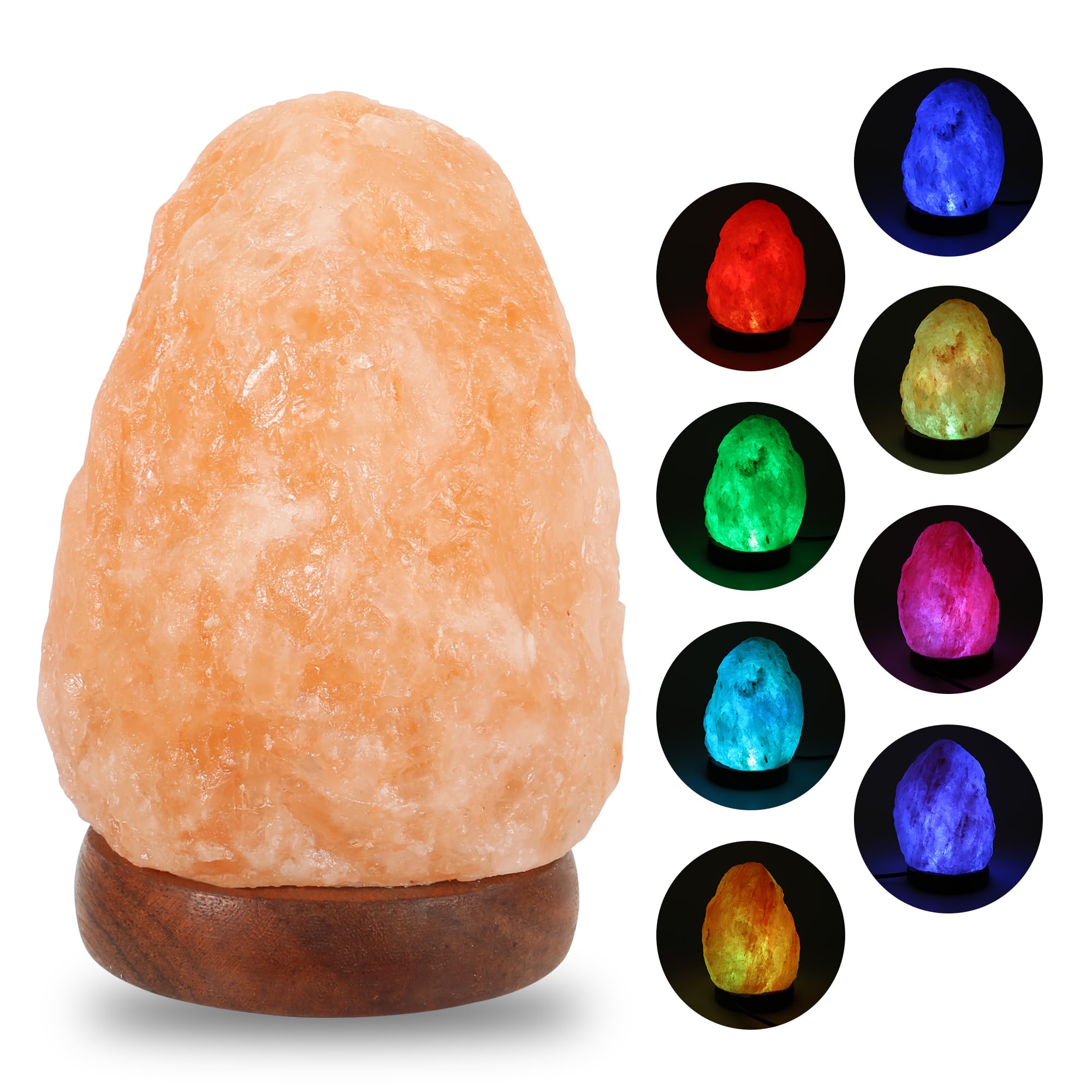 Wrcevtor USB Himalayan Salt Lamp with 7 Colors Changing, Natural Salt Rock Night Lamp Mini Crystal Salt Lamp for Home Decor and 