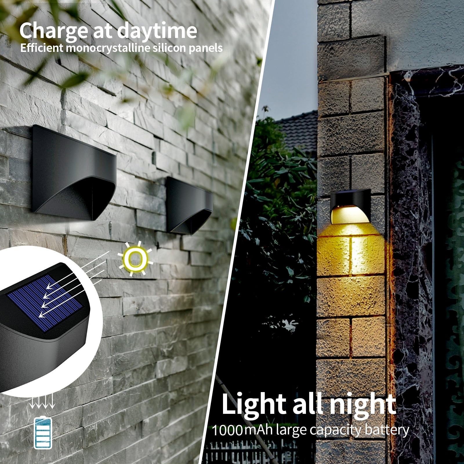 Vwcyl+ Solar Fence Lights - Solar Deck Lights - Solar Step Lights - Solar Stair Lights - Warm White/Daylight/Cool White Options