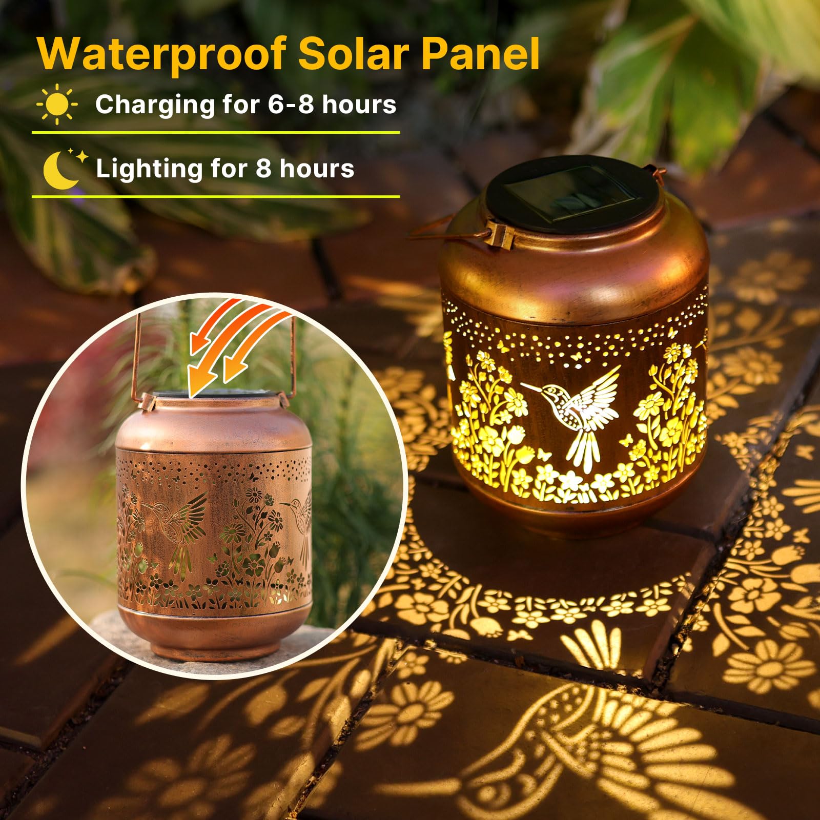 Hummingbird Solar Lanterns Outdoor Waterproof Birthday Gifts For Women Mom Grandma Hanging Lantern Yard Art Decorative Hummingbird Solar Lights For Decor Garden  Patio  Porch  Backyard  Pathway  Lawn