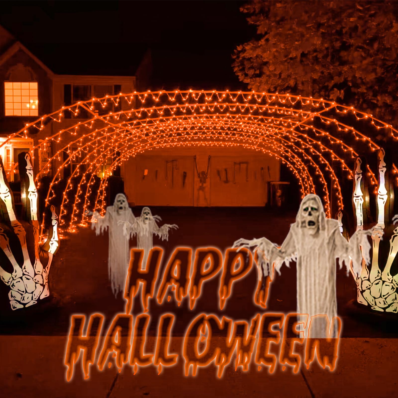 Yeguo Orange Lights For Halloween, 2 Pack Each 33Ft 100 Led Rope Lights Outdoor, 8 Modes Fairy Lights In Clear Thin Tube For Fal