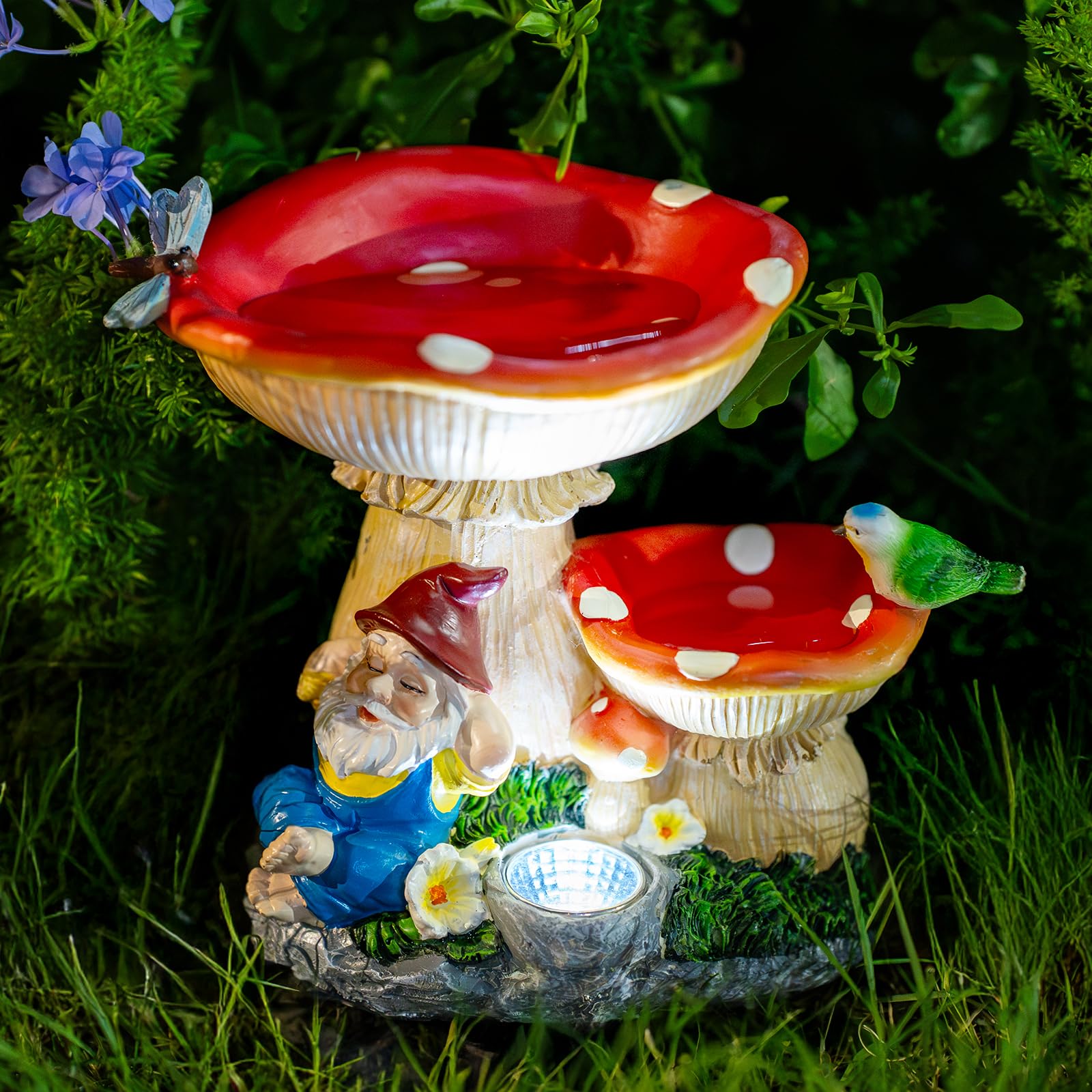 Zqqlite Solar Gnome Statues Figurine Lights - Garden Lighting Outdoor Decorations  Gnome Sleeping Under Mushroom  Yard Art Lawn Ornaments For Porch Patio Balcony - Gnome Gifts For Women Mom