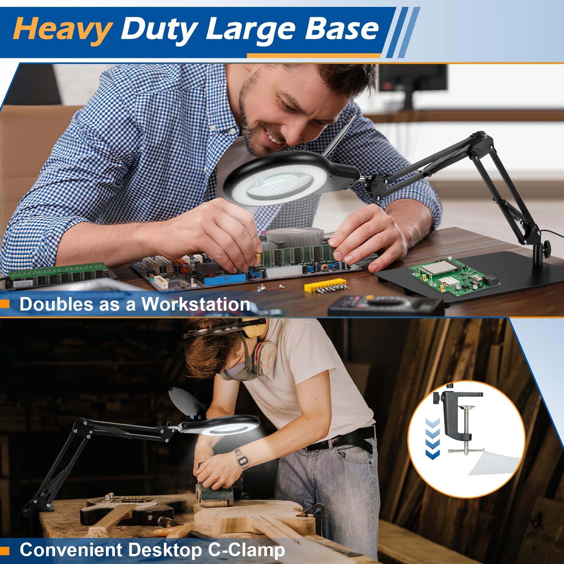 10X Magnifying Glass With Light And Stand, Magnifier With Light Hands Free, Lighted Led Magnifying Lamp Stepless Dimming Magnify