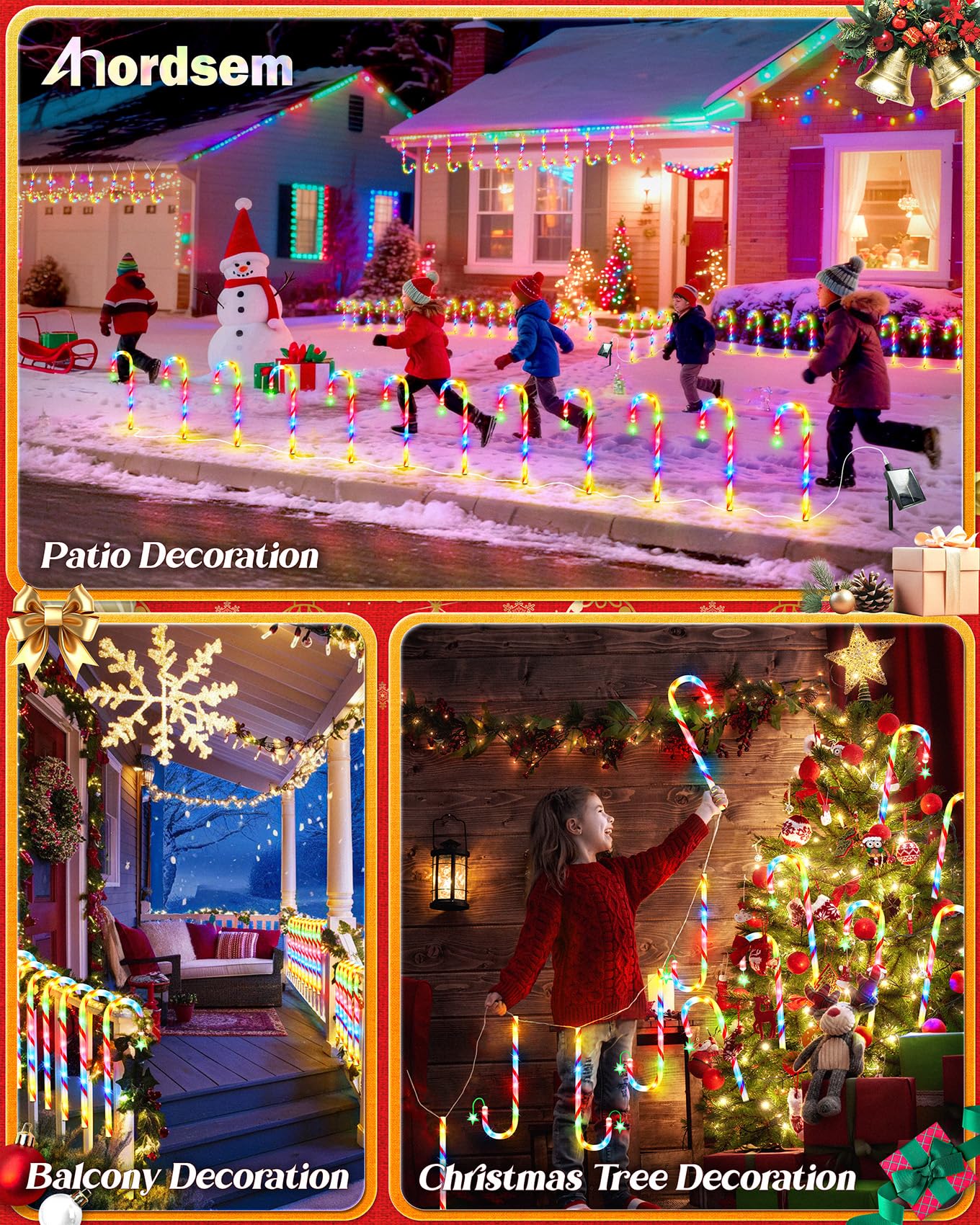 Anordsem Solar Christmas Decorations Outdoor: 21 Candy Cane Stake Lights 12 Pack - Waterproof Led 8 Colorful Lighting Models For Yard Garden Pathway Xmas Decor - 2026 New Year Gifts For Homeowners