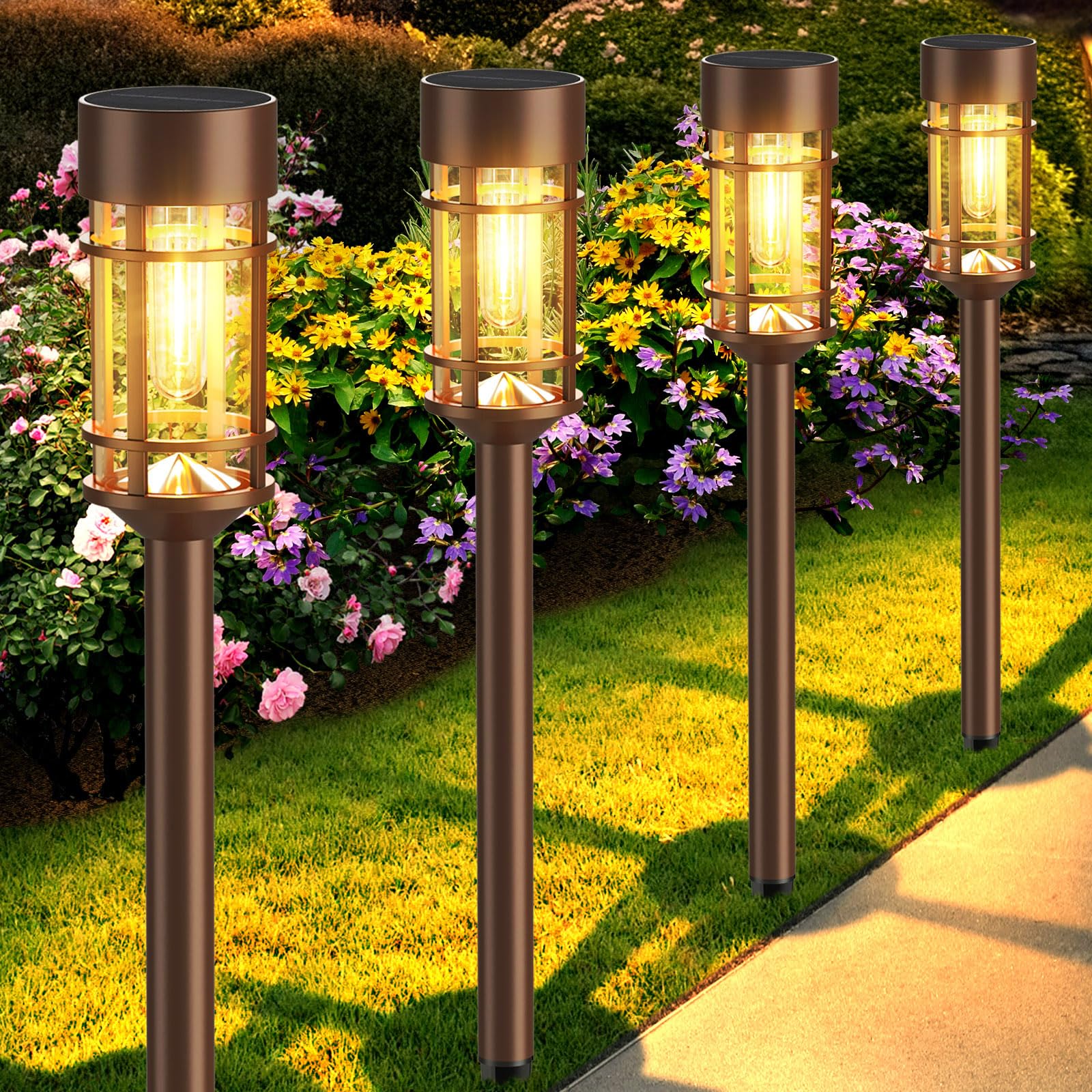 Mancra 8 Pack Solar Outdoor Lights, Ip65 Waterproof, Bright For Patio, Lawn, And Garden