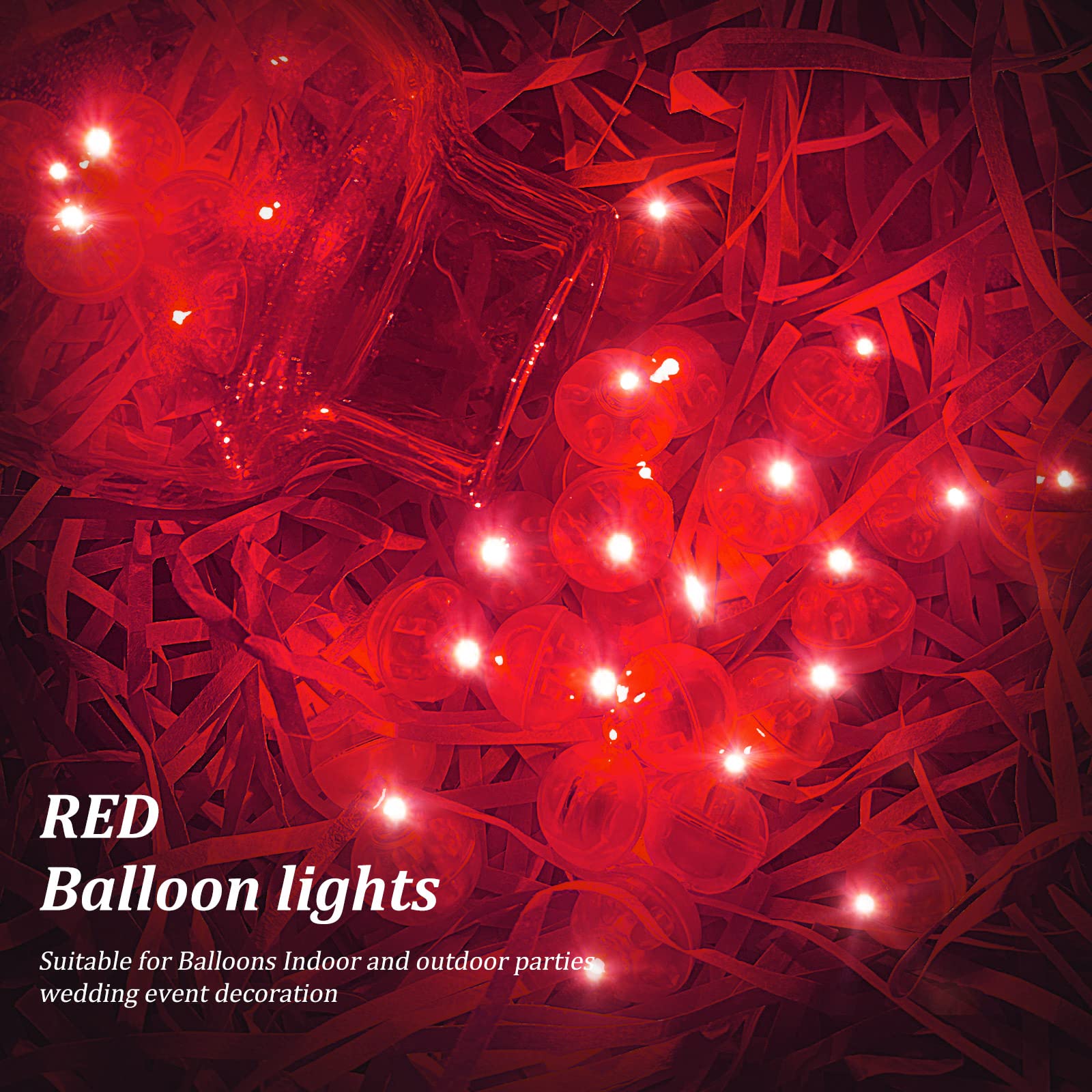 Aogist 100 Pcs Red Balloon Light With Loop For Hanging, Mini Ball Lamp Round Tiny Led Light For Paper Lanterns Balloons Vases Cu