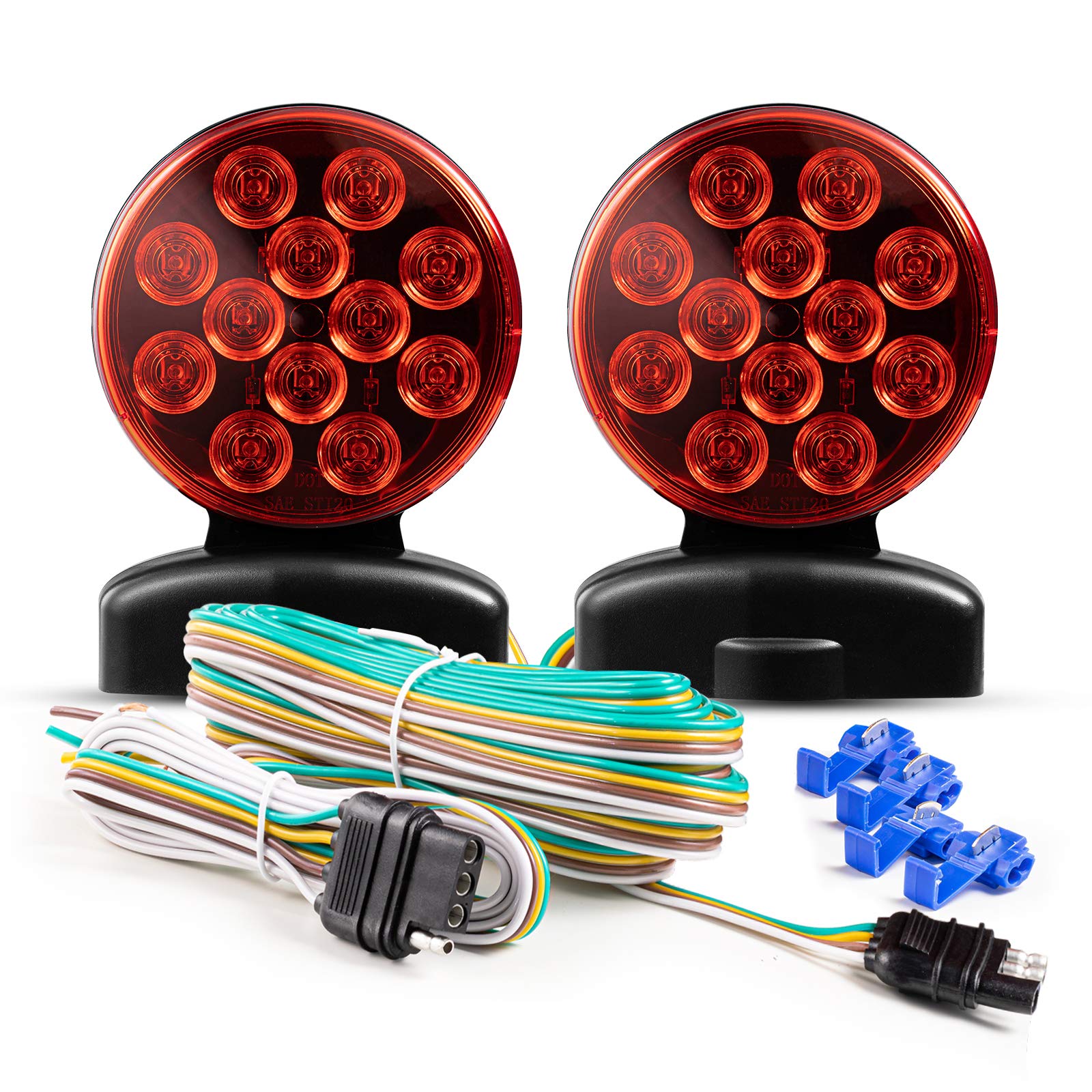 Czc Auto 12V Led Magnetic Towing Light Kit For Boat Trailer Rv Truck - Magnetic Strength 55 Pounds