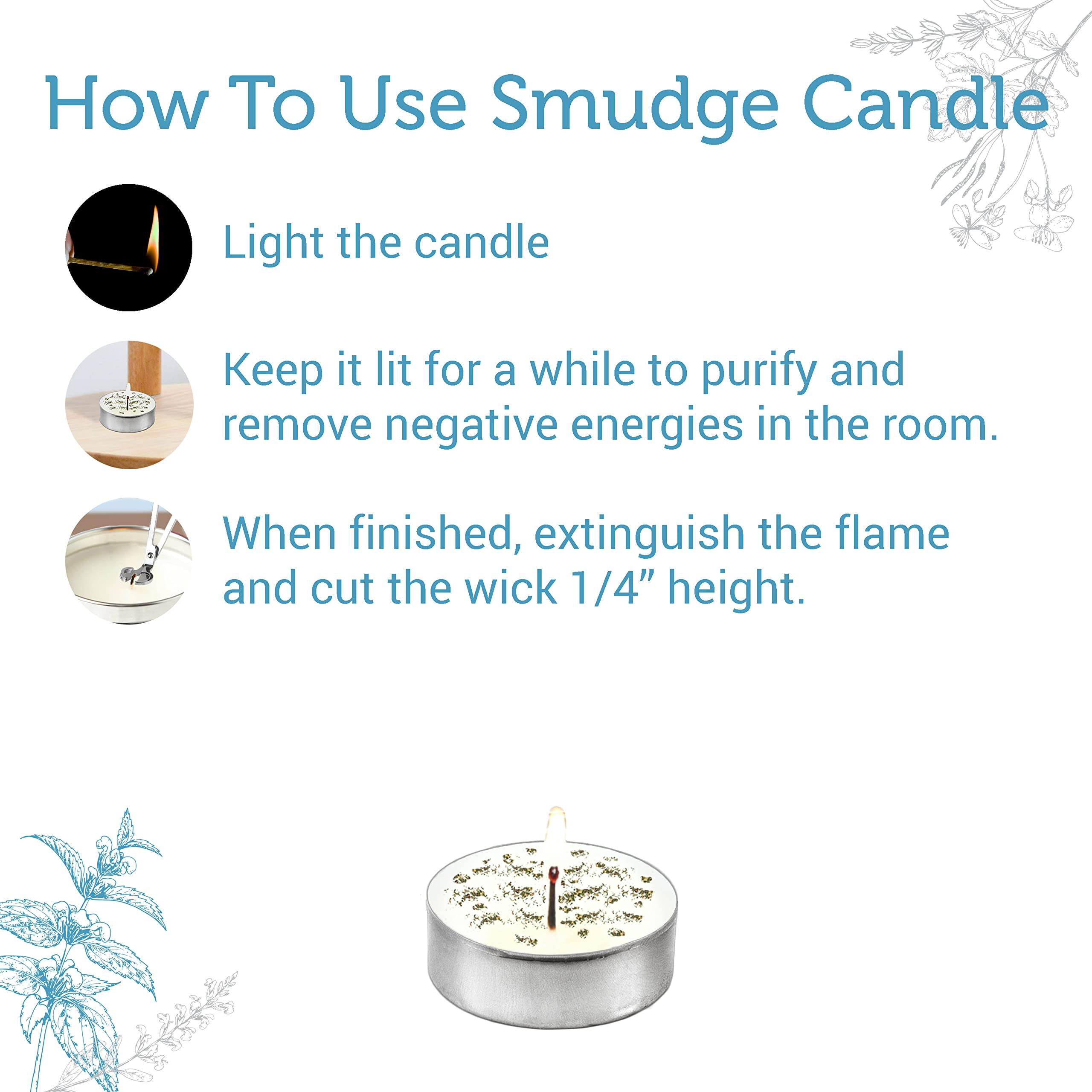 Soul Sticks 12 Pack Little Smudgies Tealight Candles - White Sage with Crystals & Herbs for Cleansing, Meditation & Chakra Healing