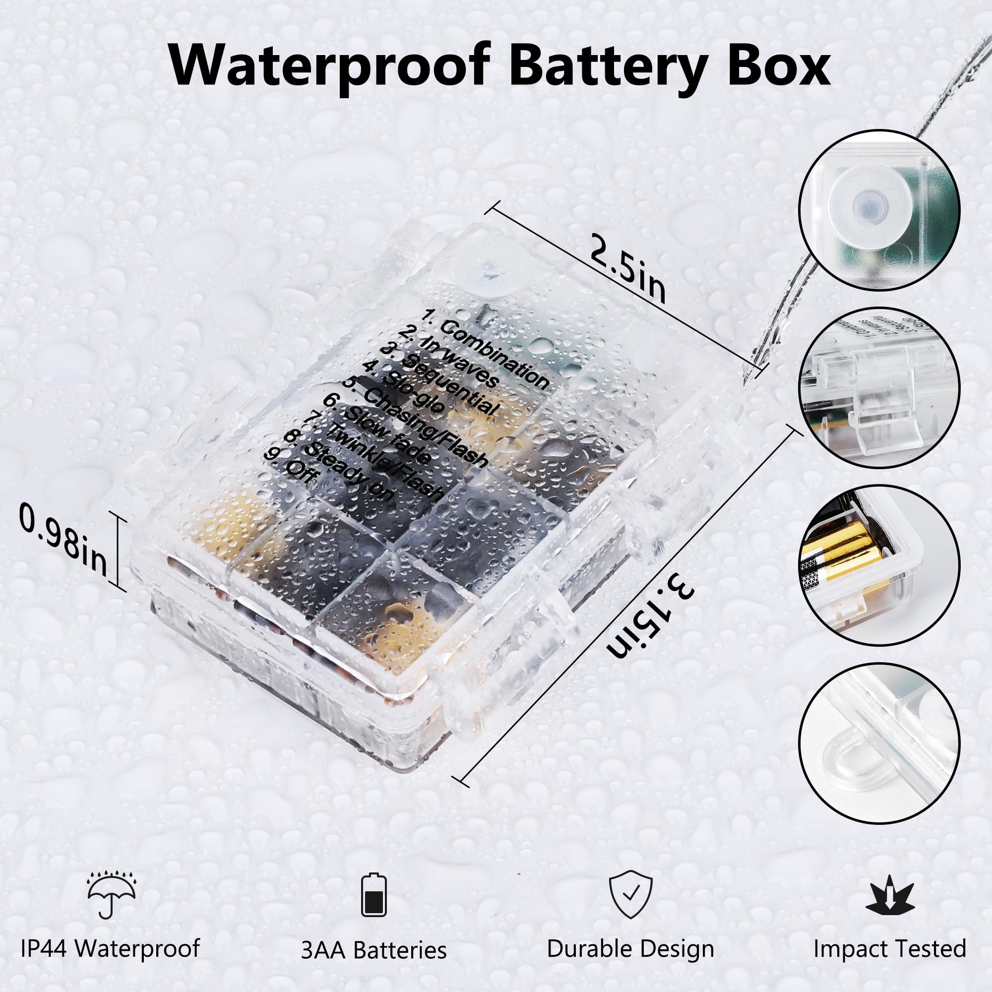 Lomotech Battery Operated Christmas Lights - 2 Pack Total 33Ft 100Leds String Lights 8 Modes Waterproof With Timer For Home  Garden  Party  Holiday  Tree Decoration (Clear Wire  Warm White)