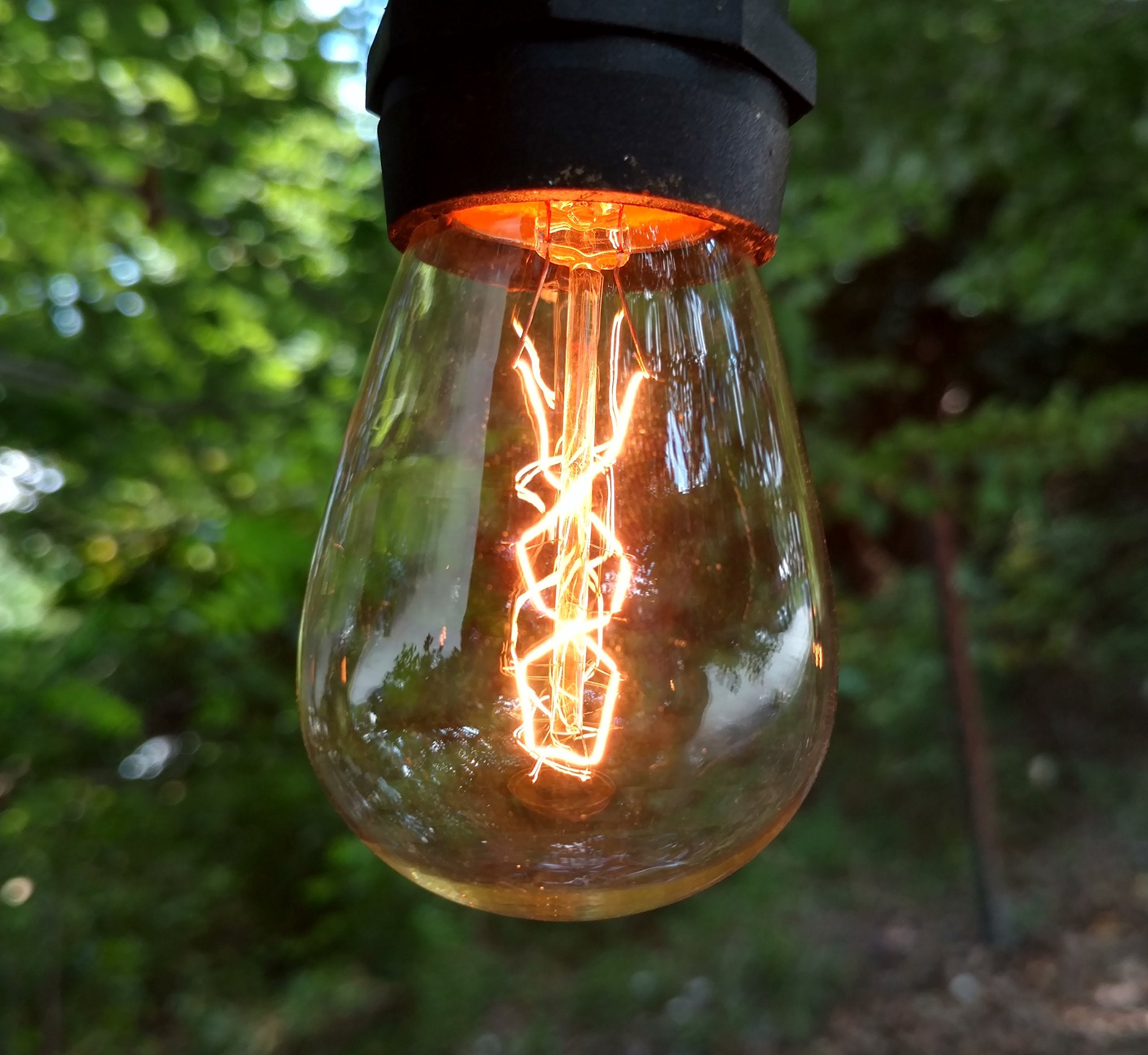 Hometown Evolution  Inc. E26 Outdoor Commercial String Lights With Suspended Socket For Weatherproof Heavy Duty Vintage Outside Lighting (S14 Zig Zag Edison 11 Watt Bulbs  24 Foot 12 Socket)