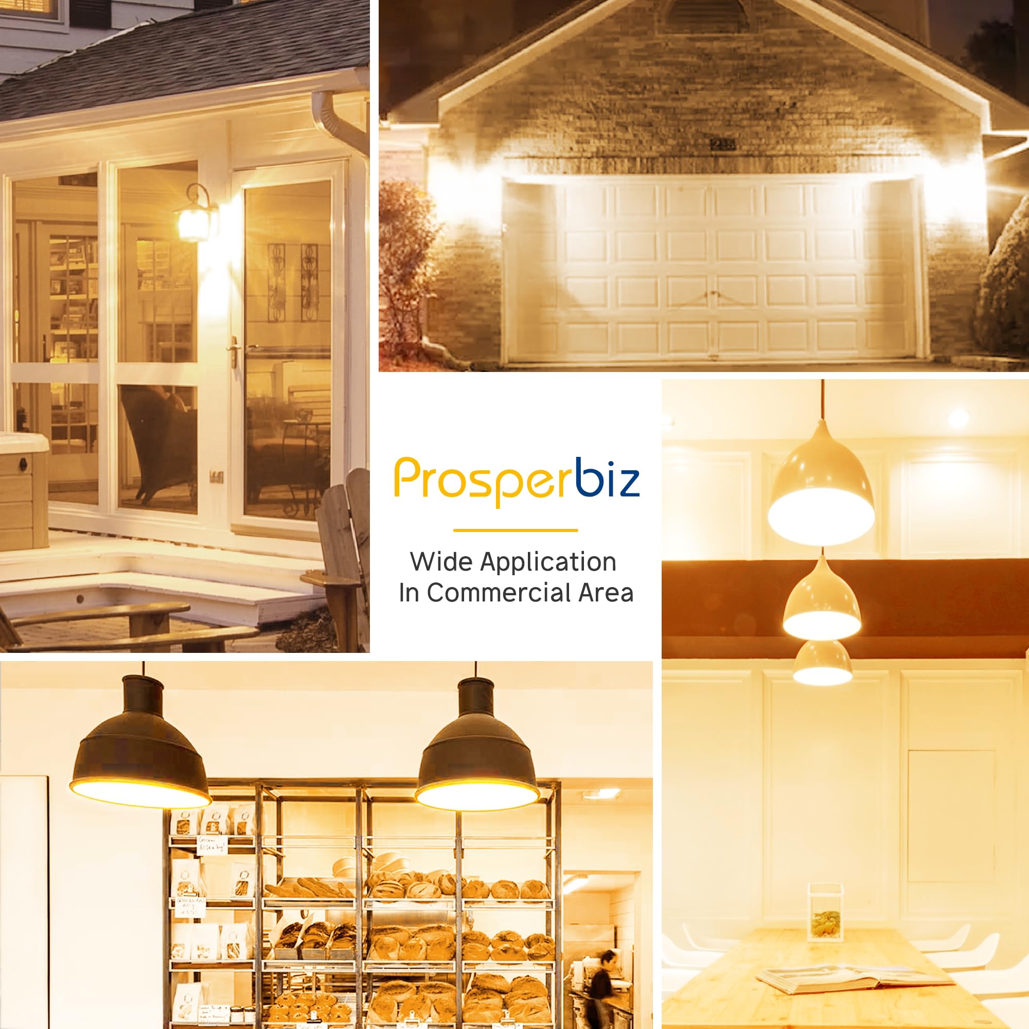 Prosperbiz 300W Equivalent LED Light Bulb, 4060 Lumen, 3000K Warm White, A23 E26, 2-Pack, Soft White, Model 120VA