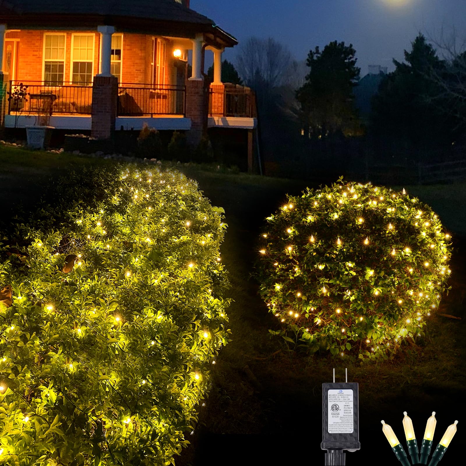 120Led Christmas Net Lights Outdoor 5Ft X 6Ft Connectable, 8 Modes Net Mesh Lights Waterproof Black Wire, 29V Plug In Mesh Net L