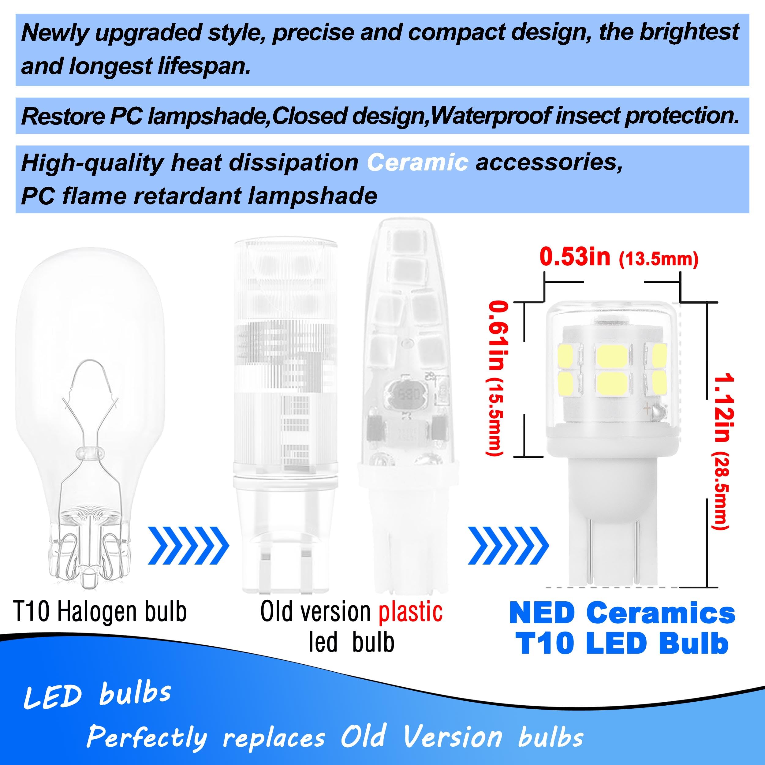 Heifymi T5 T10 Wedge Base 921 194 Led Light Bulb Ac/Dc12-24V 6000K Daylight White 300Lm 3W Equivalent 25W 30W Incandecent Bulbs