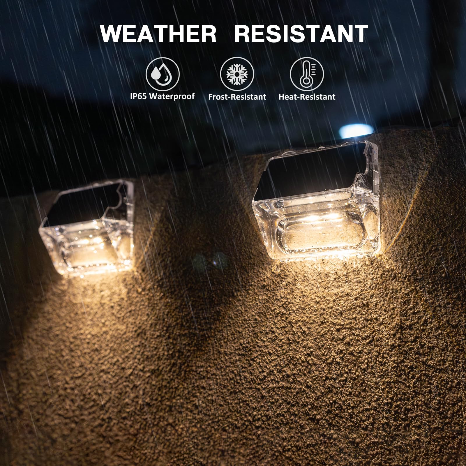 Qualdout Solar Outdoor Lights, 16 Pack Waterproof Acrylic Deck Lights, Warm White, Model LT0024816