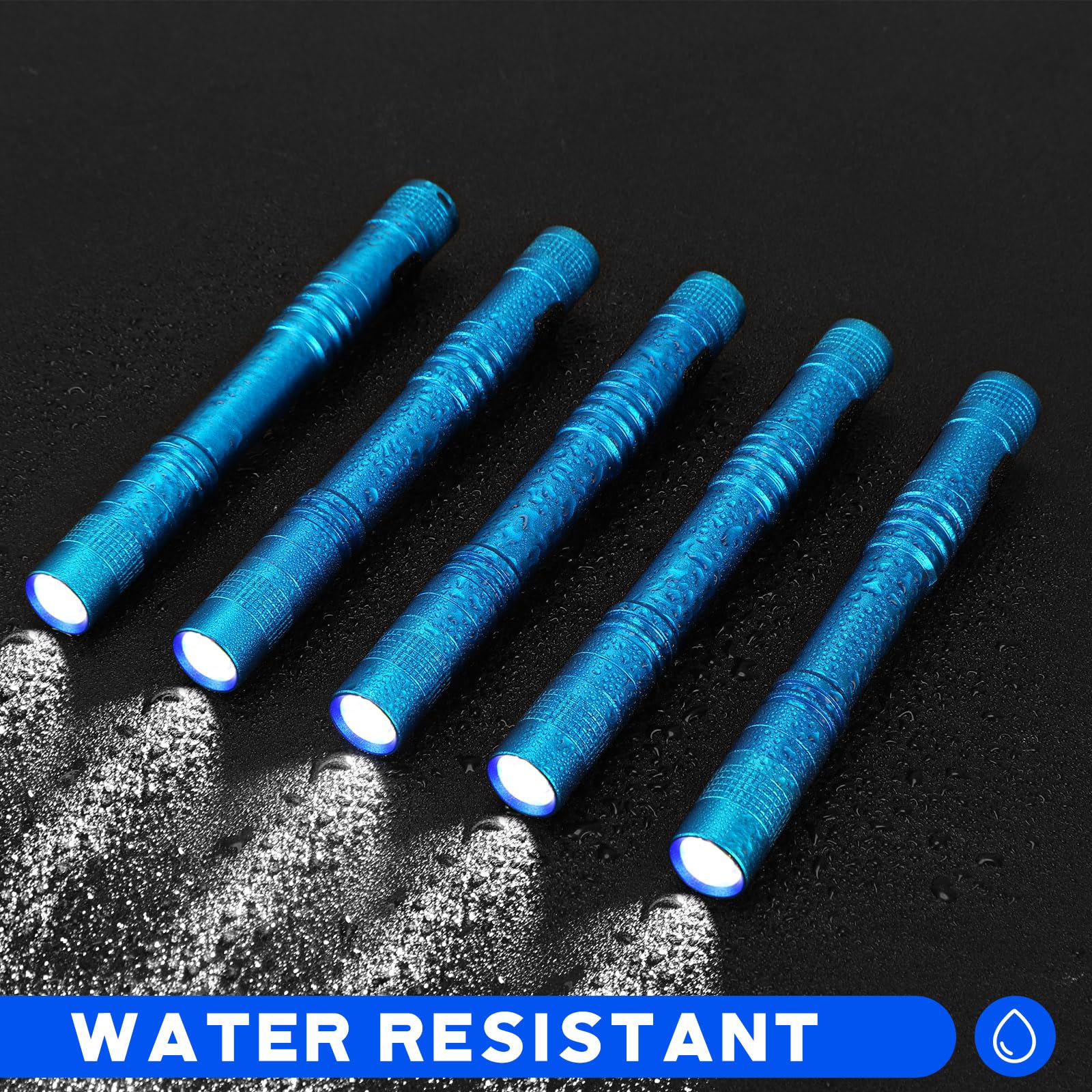 Hortsun Mini Pen Light Flashlights, 5.12 Inch, Blue, Aluminum, 20 Pcs, Pocket Size, Ideal for Gifts