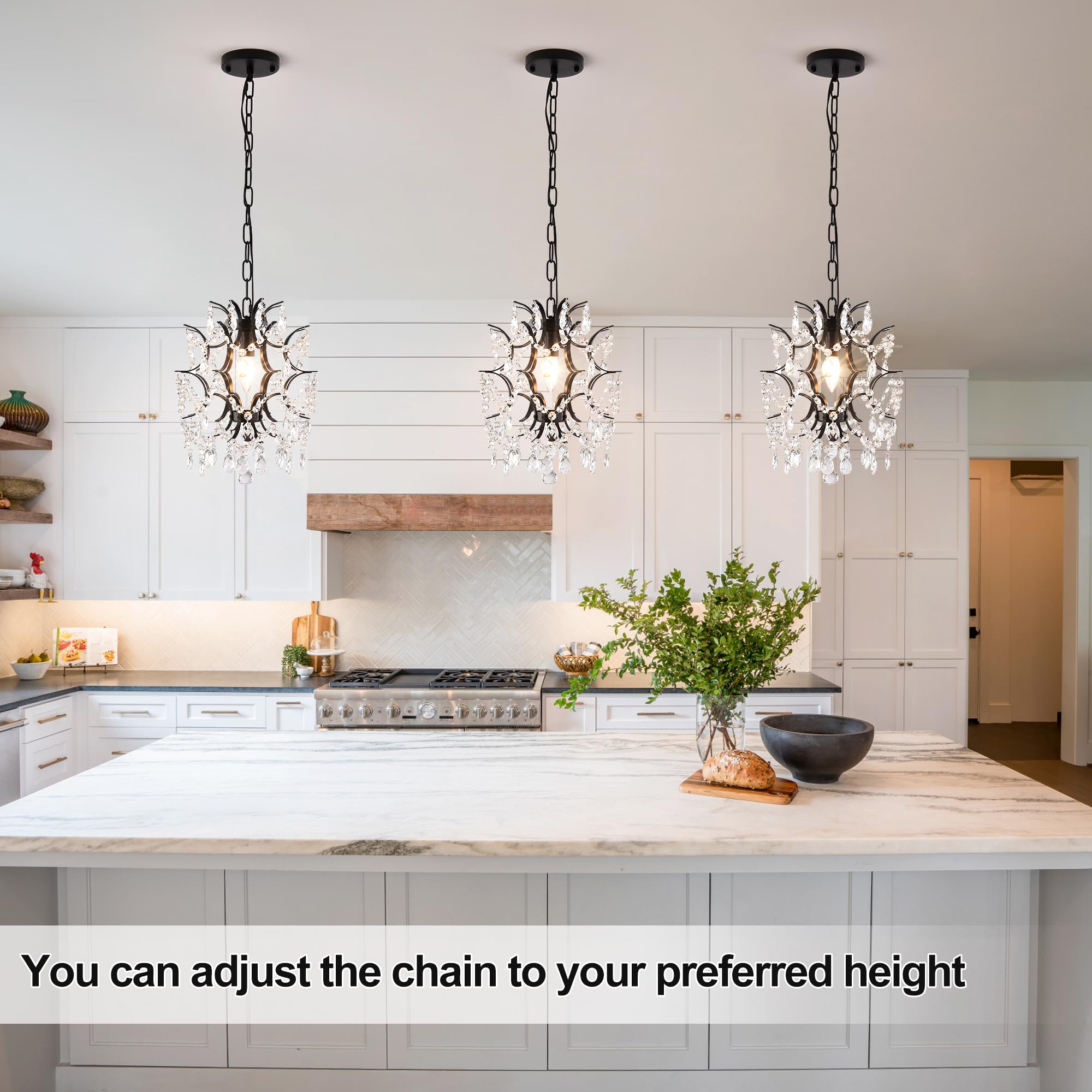 Modern Mini Crystal Chandelier, Iron Black Crystal Raindrops Design Small Chandelier Light Fixture, Flush Mount Ceiling Light Fi