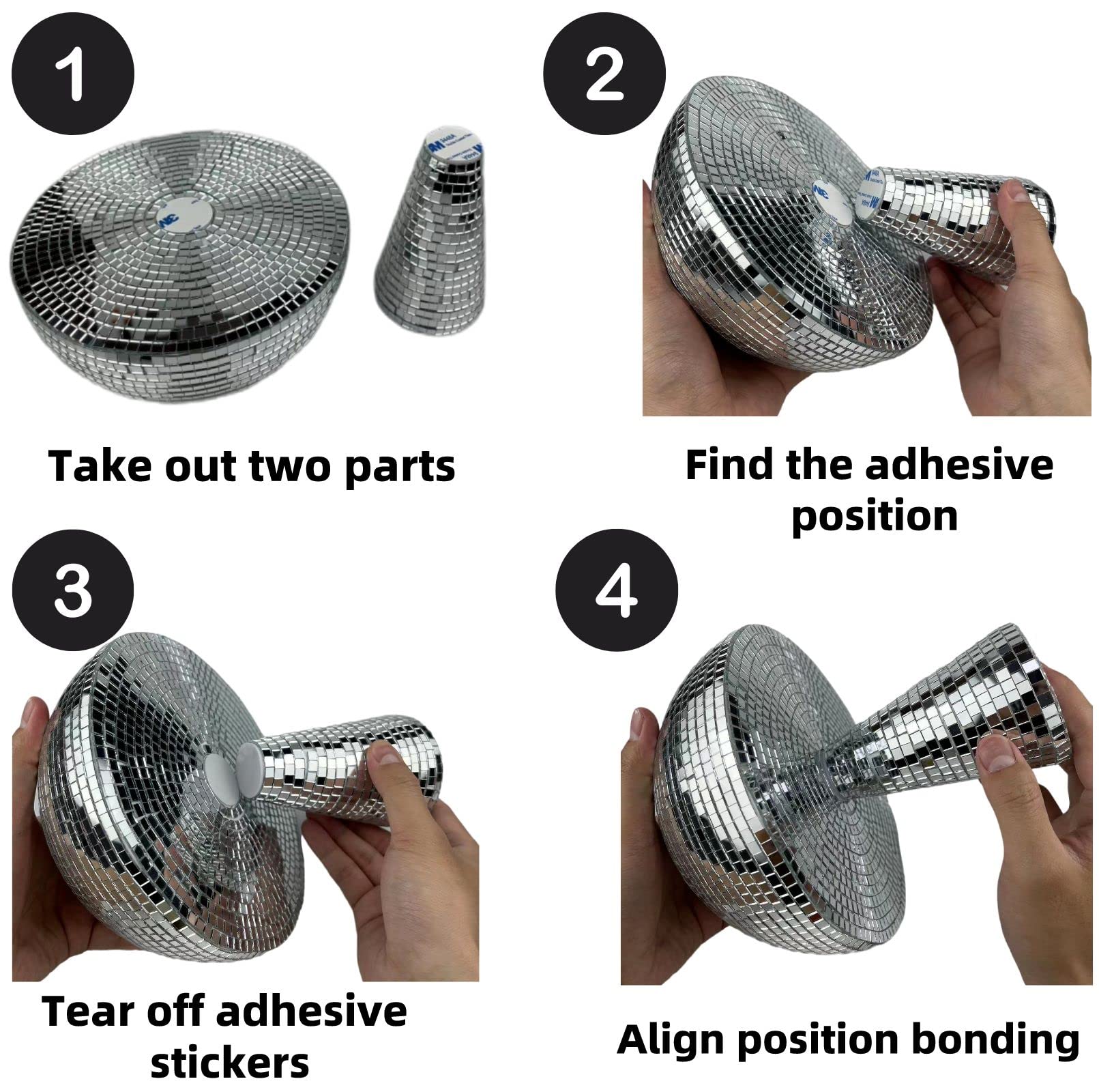 Yeehlmer Creative Mushroom Disco Ball For Party  Table Decor Mirror Retro Handmade Disco Ball Mushroom Shape Home Art Decorations Bar Ornaments(Silver  S(5.9))