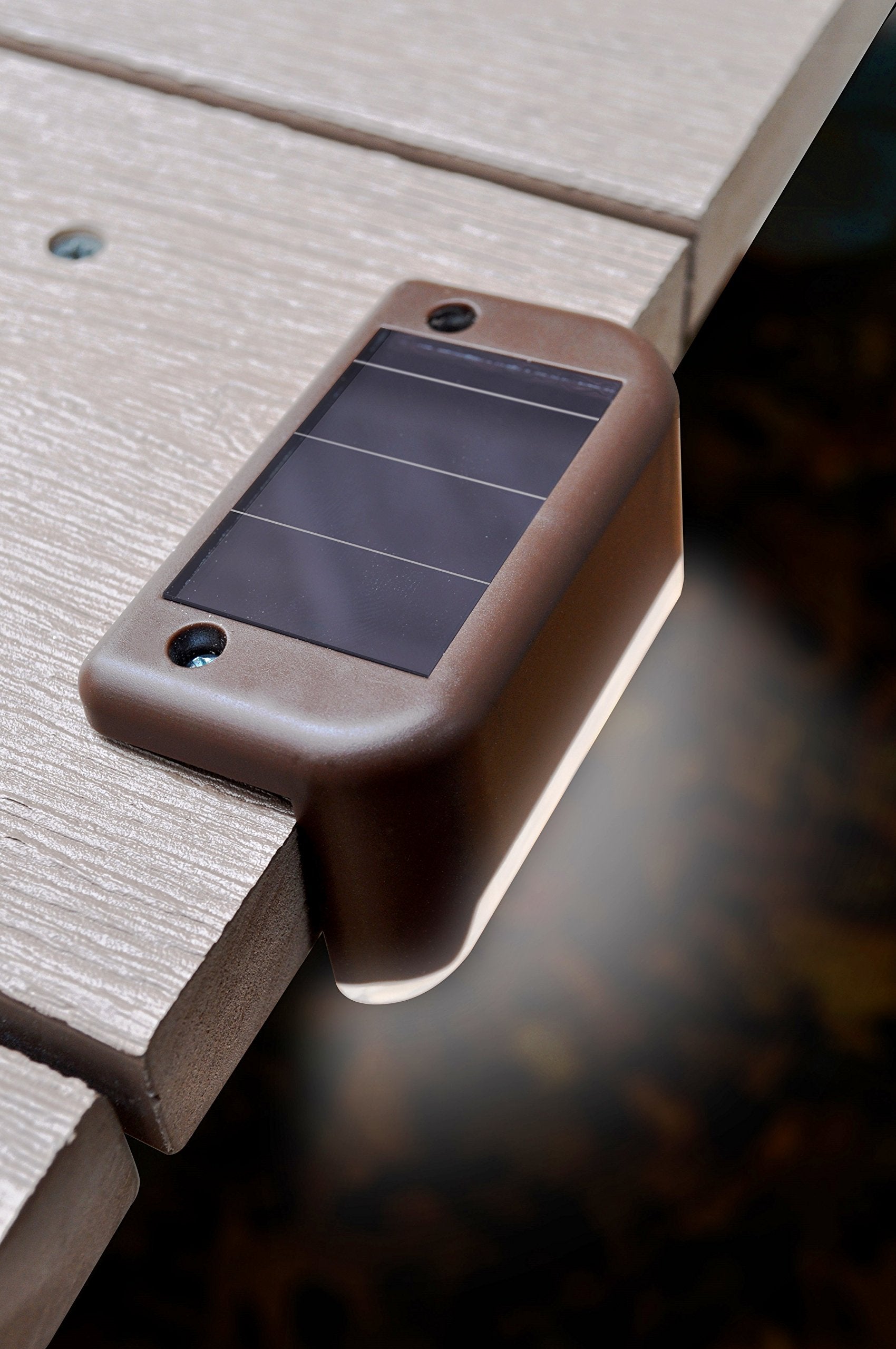 Maxsa 47332 Solar Powered Weatherproof Dusk To Dawn Lights For Steps, Decks, And Railings (4-Pack), Brown