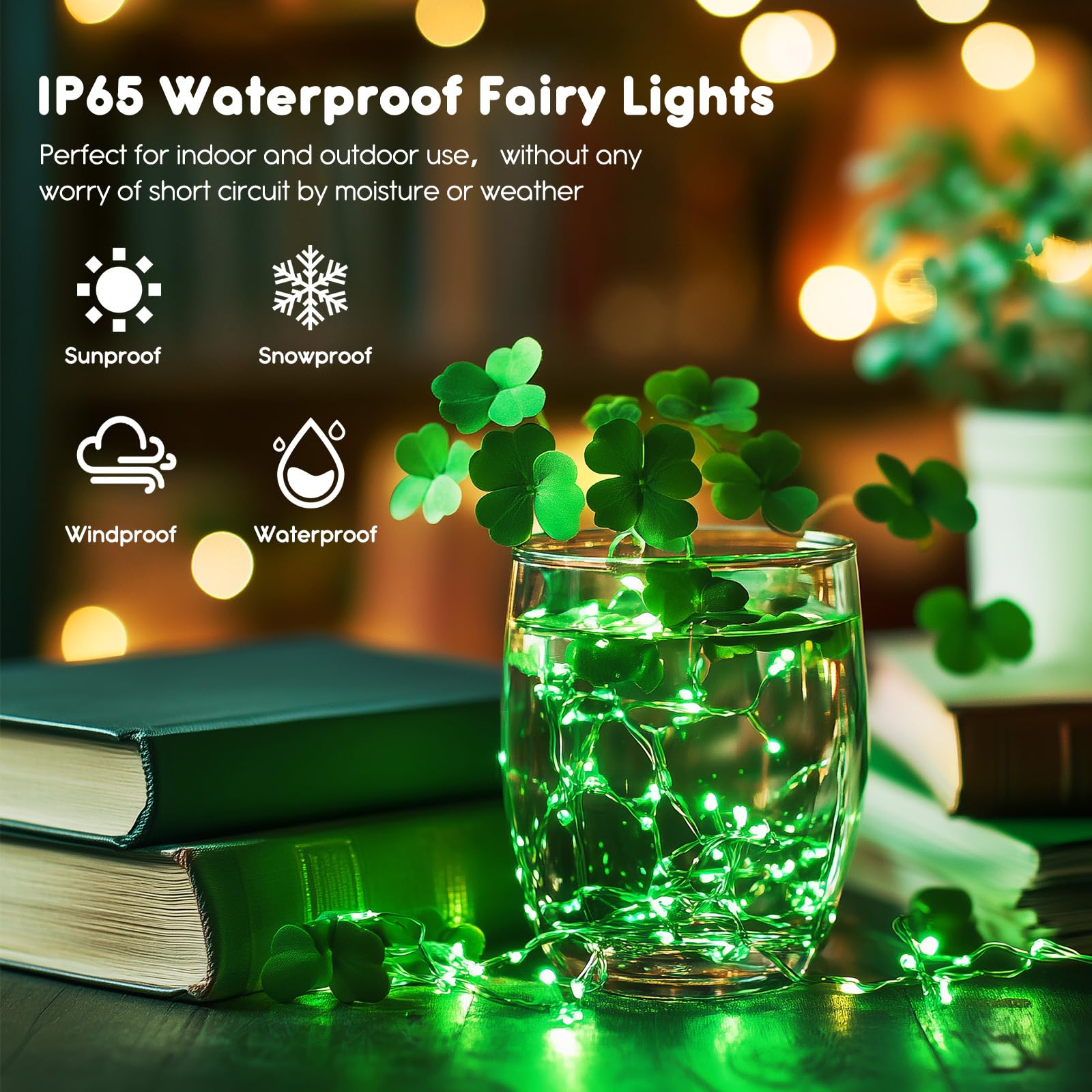 Minetom 12 Pack Fairy Lights Battery Operated String Lights With Timer - 7Ft 20 Led Waterproof Silver Wire Firefly Lights For St Patrick'S Day Decor Diy Crafts Wedding Table Centerpieces, Green