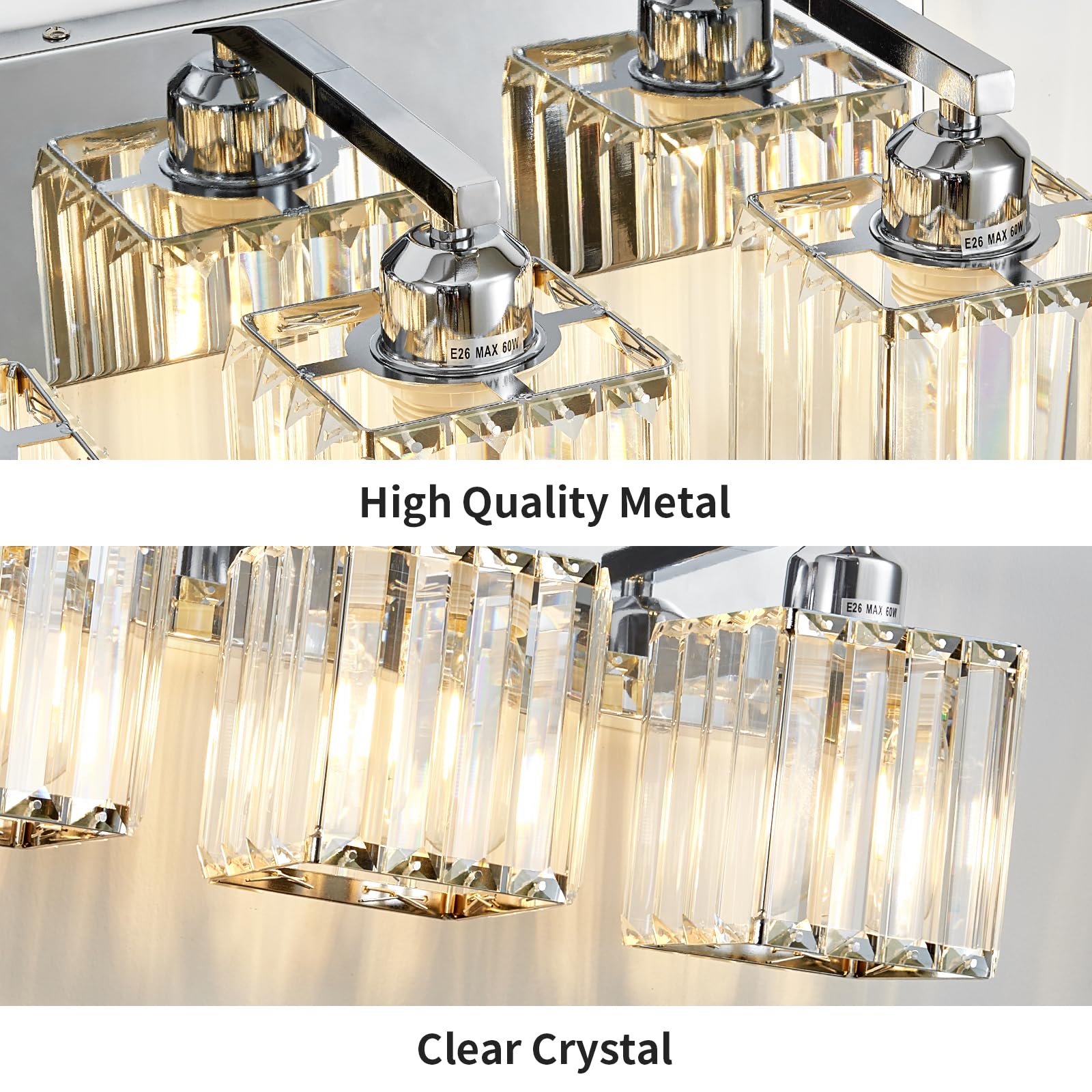 Aixialin Modern Bathroom Vanity Light 6-Light Chrome Metal Wall Fixture Model 600-100-1022