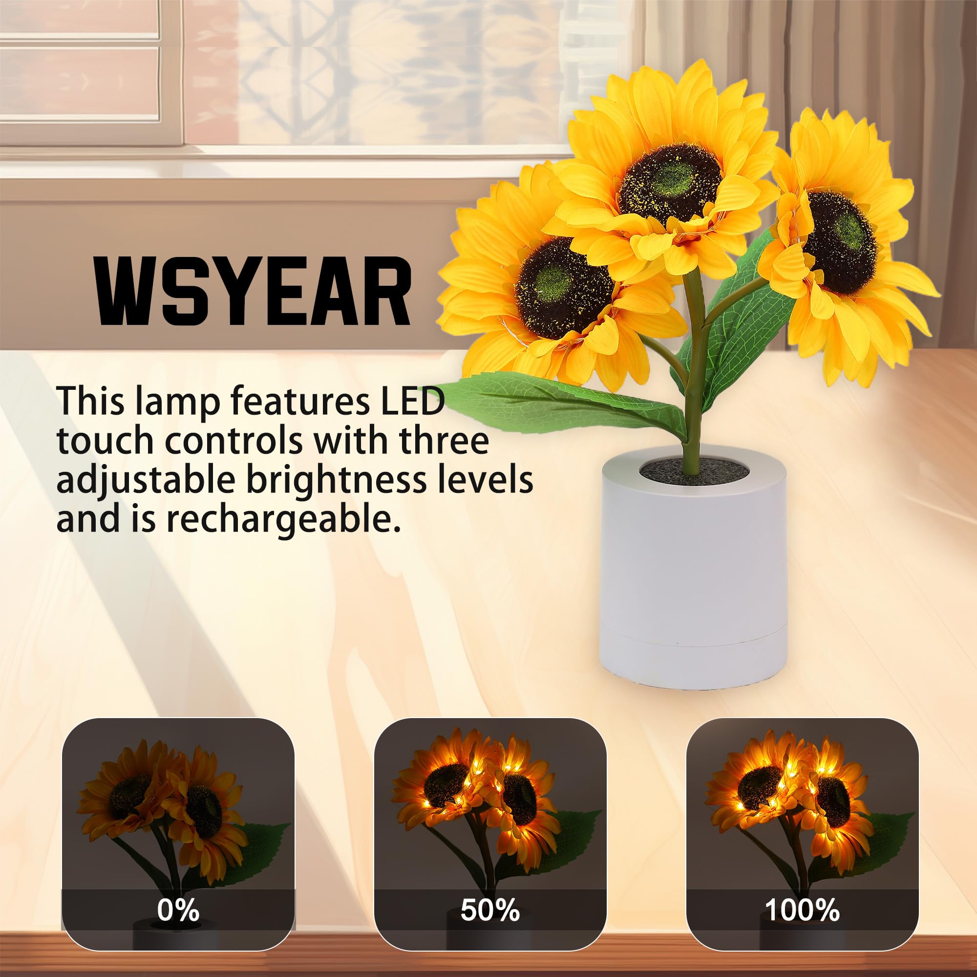 Wsyear Sunflower Gifts For Women-Sunflower Party Decorations Sunflower Lamp For Birthday Wedding Anniversary Romantic Gifts For