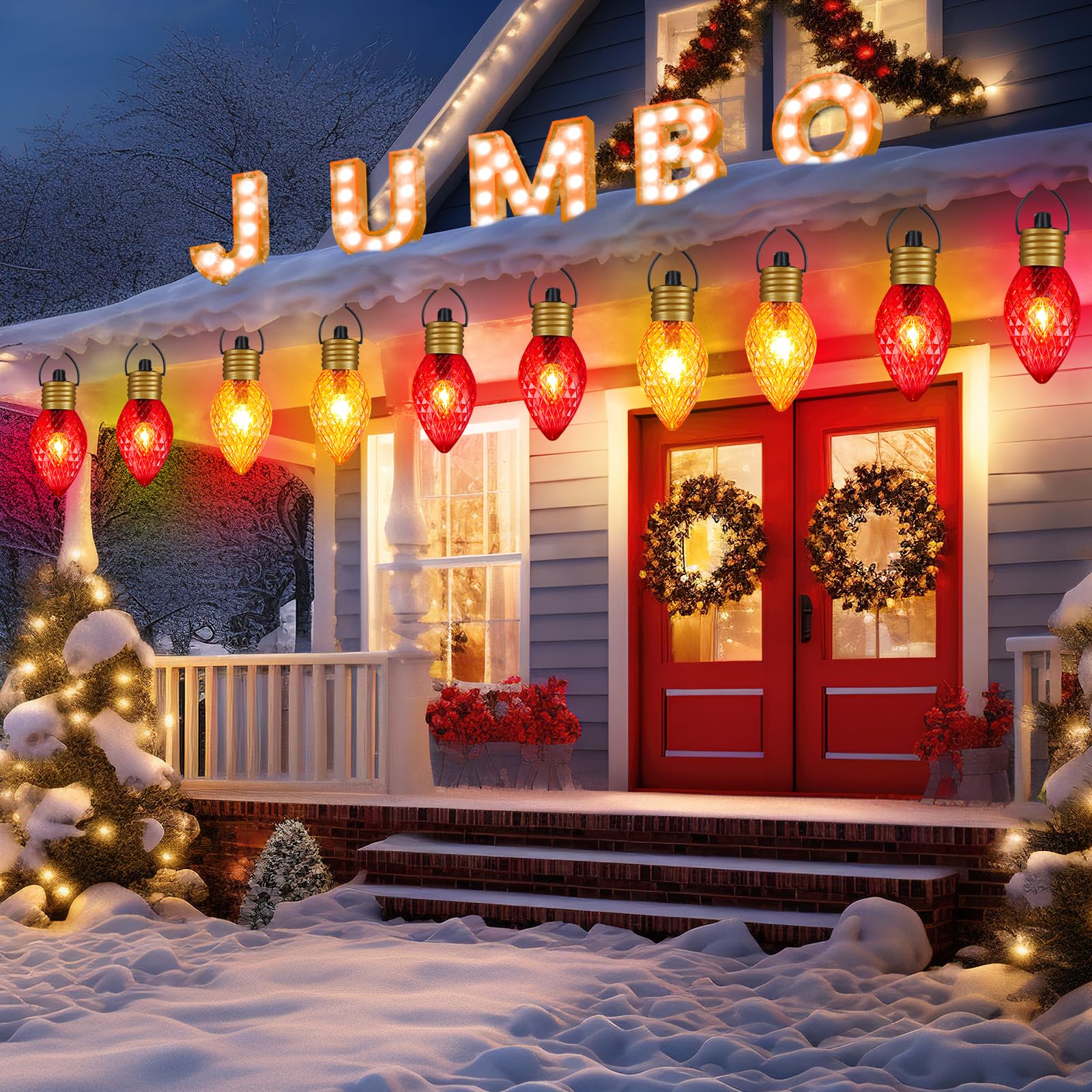 Minetom C9 Christmas Pathway Lights - 2 Pack 10.5 Feet, Multicolor Red & Warm White Outdoor Decorations