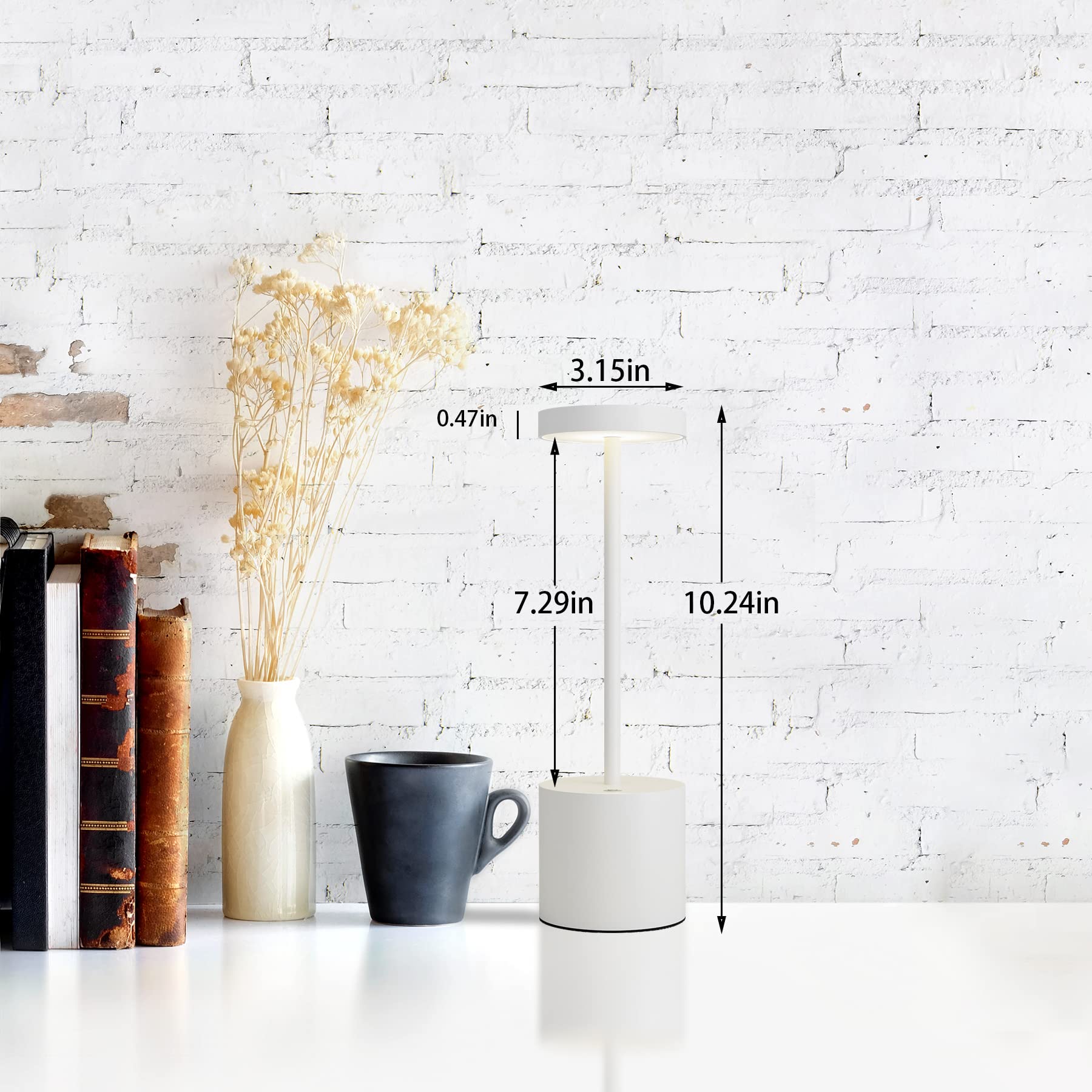 Tbbga Cordless Table Lamps Set Of 2 - 5000Mah Rechargeable, 3 Color Dimming, Portable Led Light, Aluminum, White, Model Q001W-2