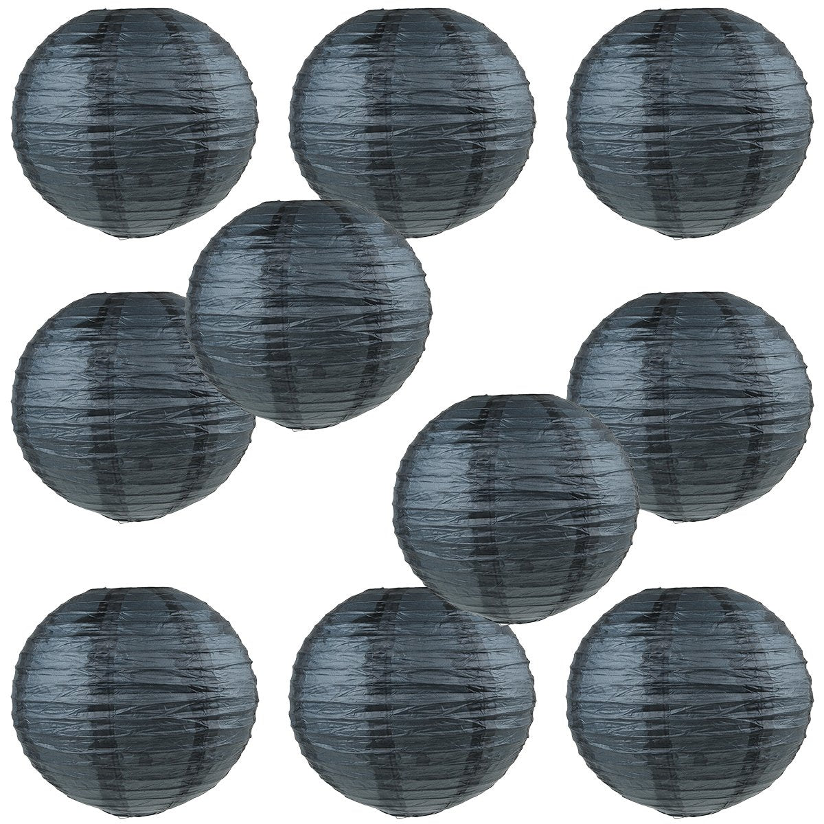 WYZworks - Round Paper Lanterns 10 Pack (Black, 12 ) - Hanging Paper Lanterns Lamp for Wedding, Birthday, Party, Halloween and H