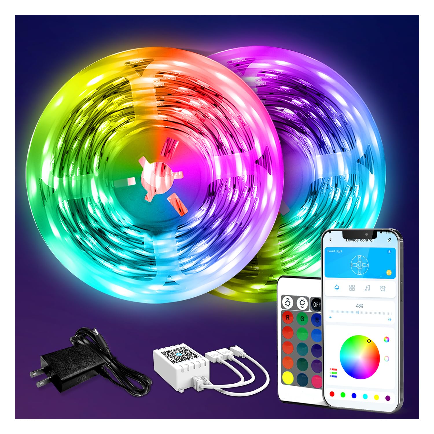 Daybetter Led Strip Lights 130Ft Lights Strip For Bedroom, Desk, Indoor Room Bedroom Brithday Gifts Rgb Decor With Remote And 24