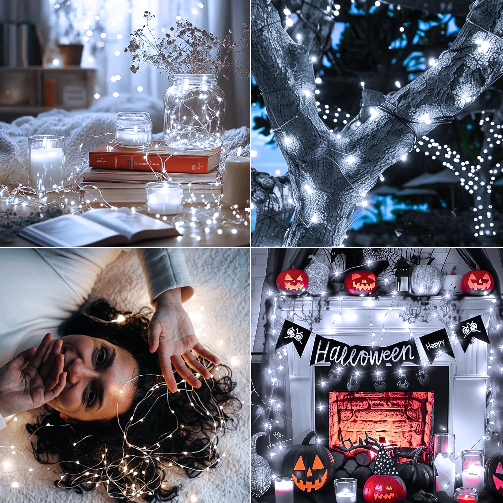 Yooumoga Fairy Lights, 7FT Waterproof Silver Wire String Lights, Battery Operated, 20LED, 24 Pack, White