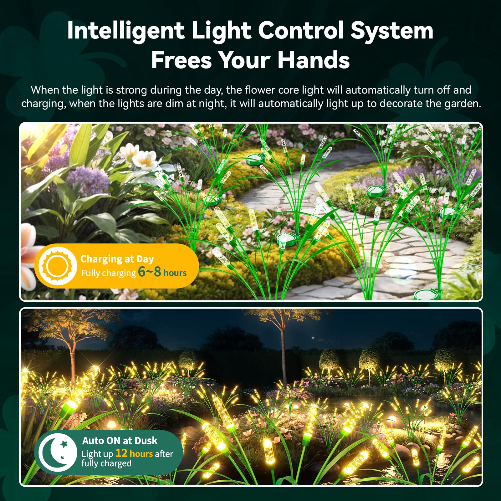 TopVelo Solar Garden Light, 30in Reeds with 36 Bulbs, IP65 Waterproof, 6 Packs Warm White, ABS Plastic, Gold