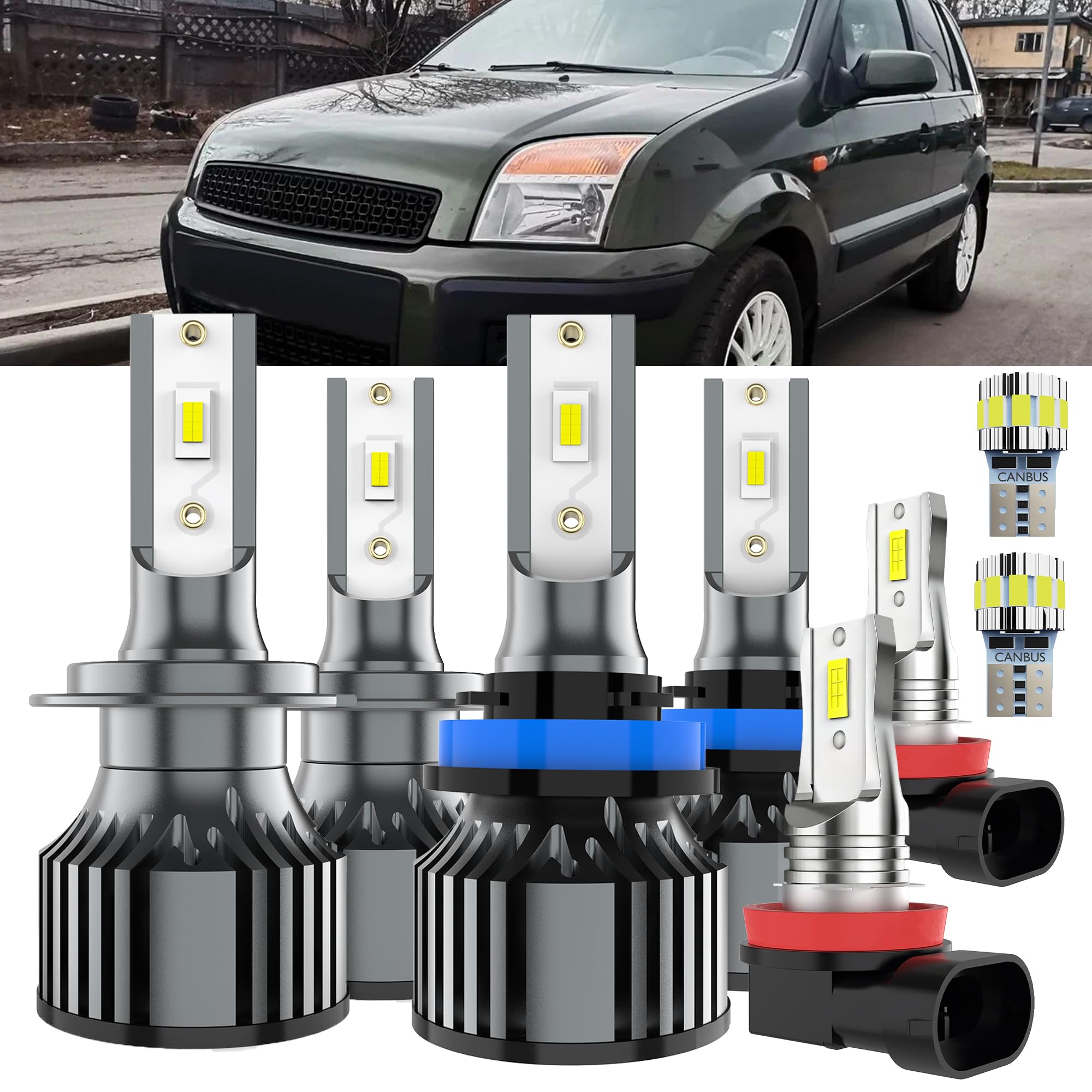 AYOTZIH Bulbs Fit For Ford Fusion 2006-2011 2012 2013 2014 2015 2016 2017 2018, High Beams+ Low Beams+ Fog Lights+ License Plate