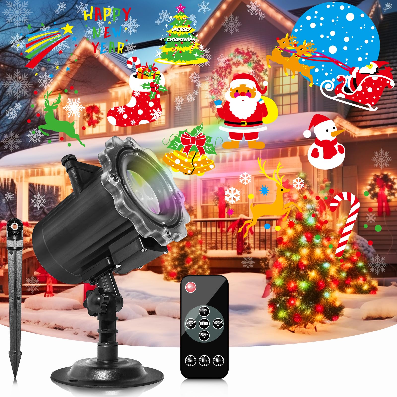 Segotendy Holiday Projector Lights Outdoor, Year Round 10 Theme 16 Slides, Waterproof Holiday Projector Lights with Remote Contr