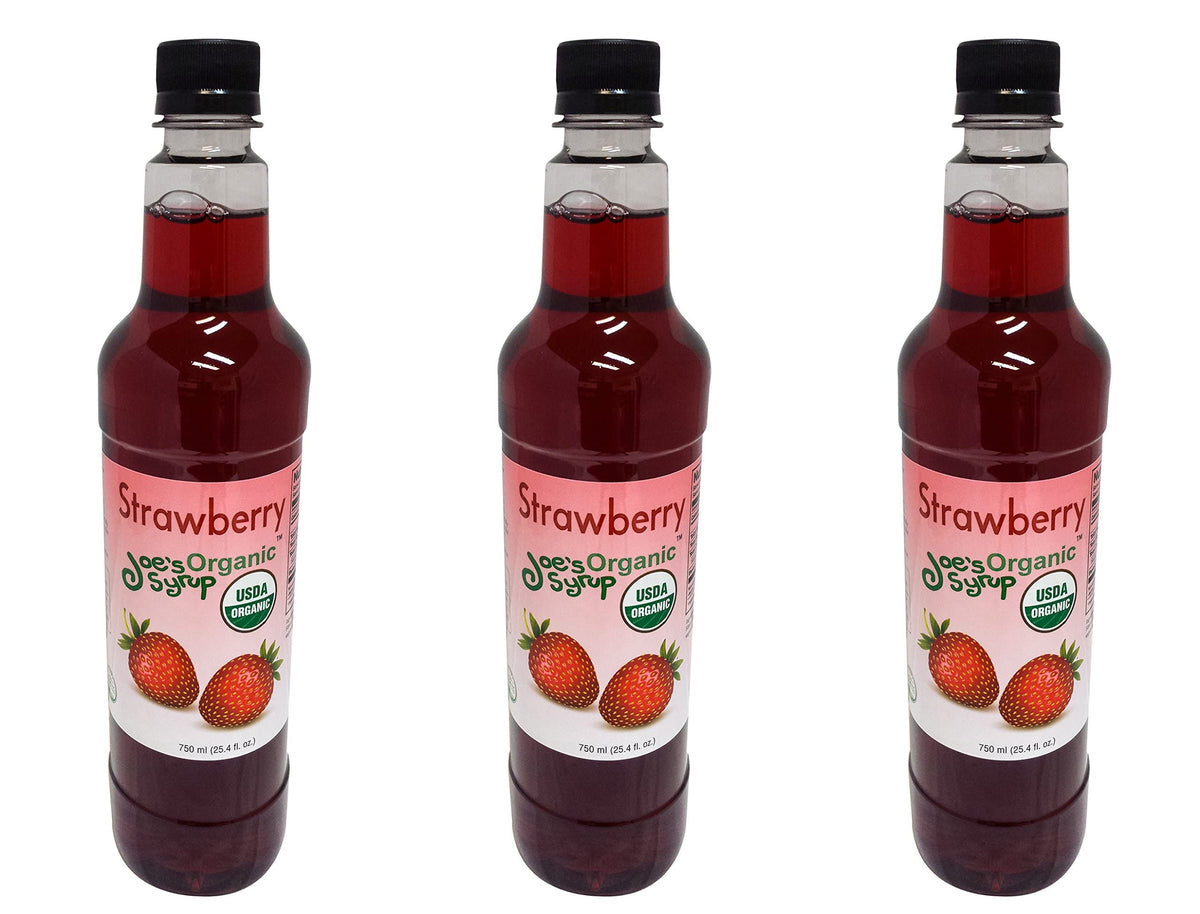 Joeas Syrup Organic Flavored Syrup, Organic Strawberry, 750 Ml (3 Pack)