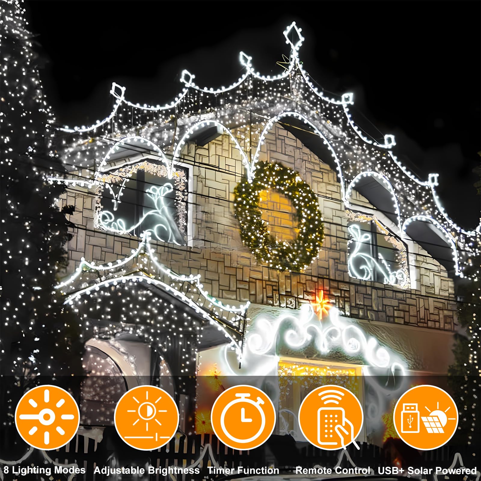 300 Led Solar Rope Lights Outdoor 99 Ft Bright Solar Garden String Lights Durable 8 Modes Outdoor Fairy Lights Waterproof Solar