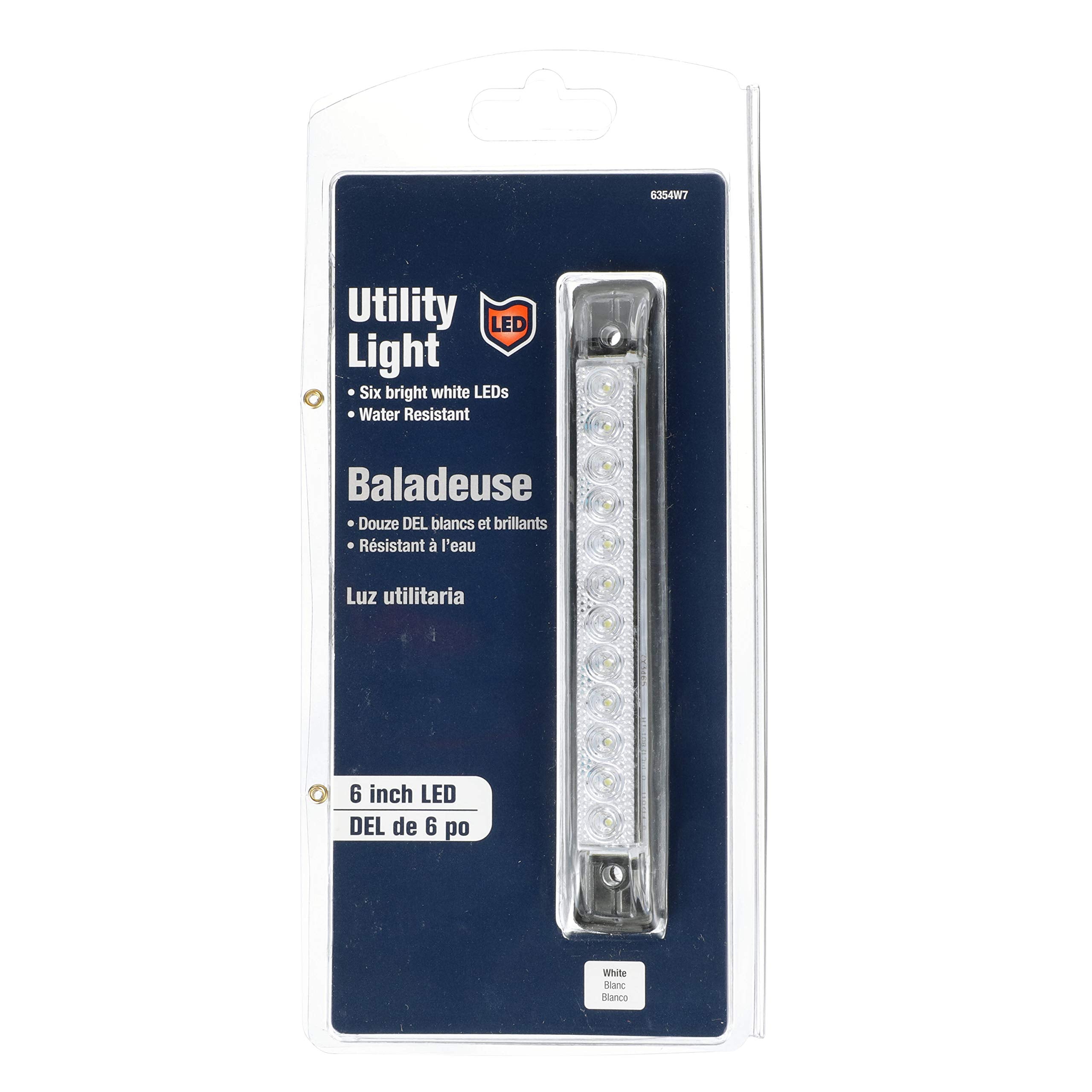 Attwood LED Utility Light Bar, 6-in., 12 White LEDs, 12-Volt DC, Less Than 1-Amp Draw, Model 6354W7, Black, One Size
