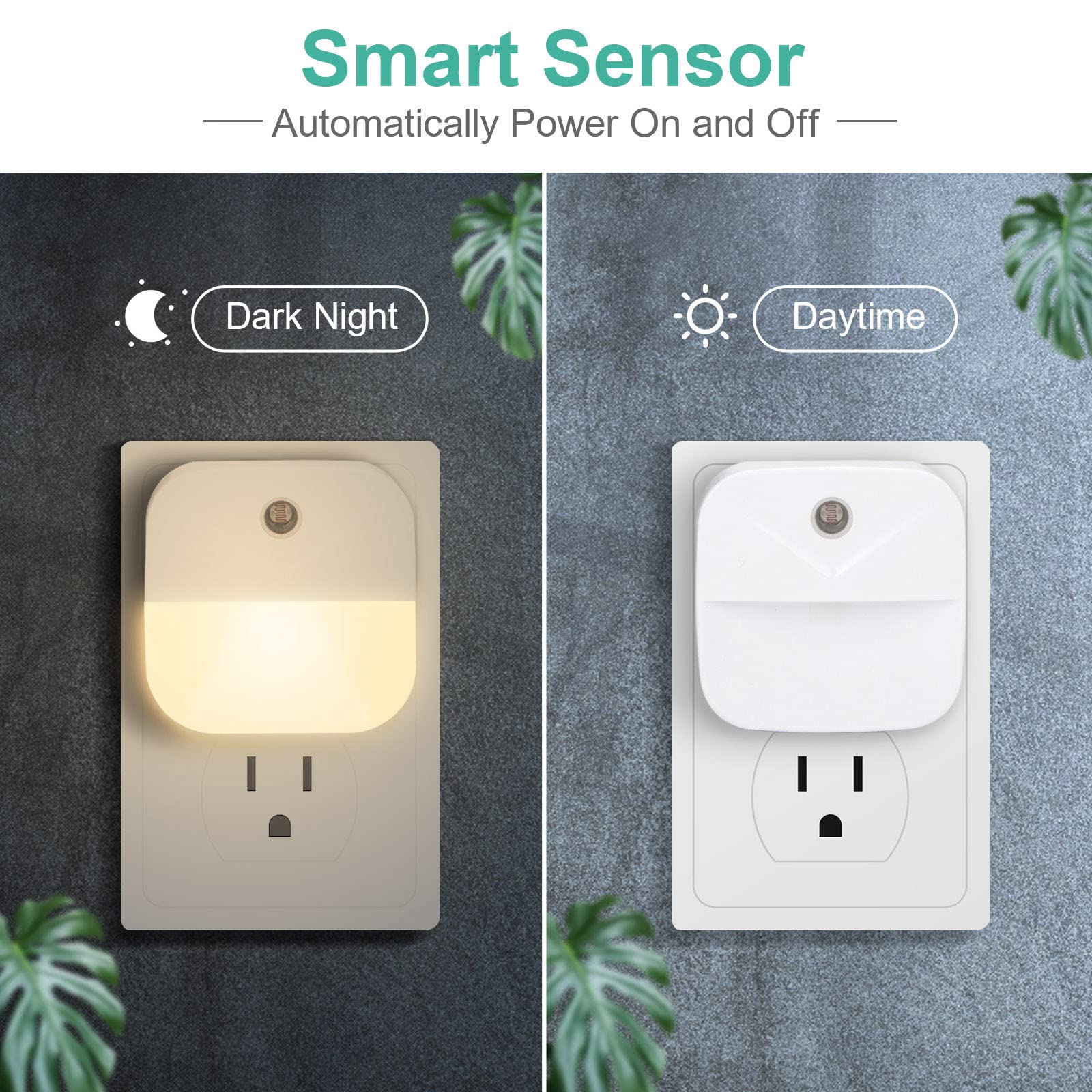 6 Pack Night Light Plug In, Warm White Led Nightlights With Smart Dusk To Dawn Sensor, Plug Into Wall Nightlights Suitable For B