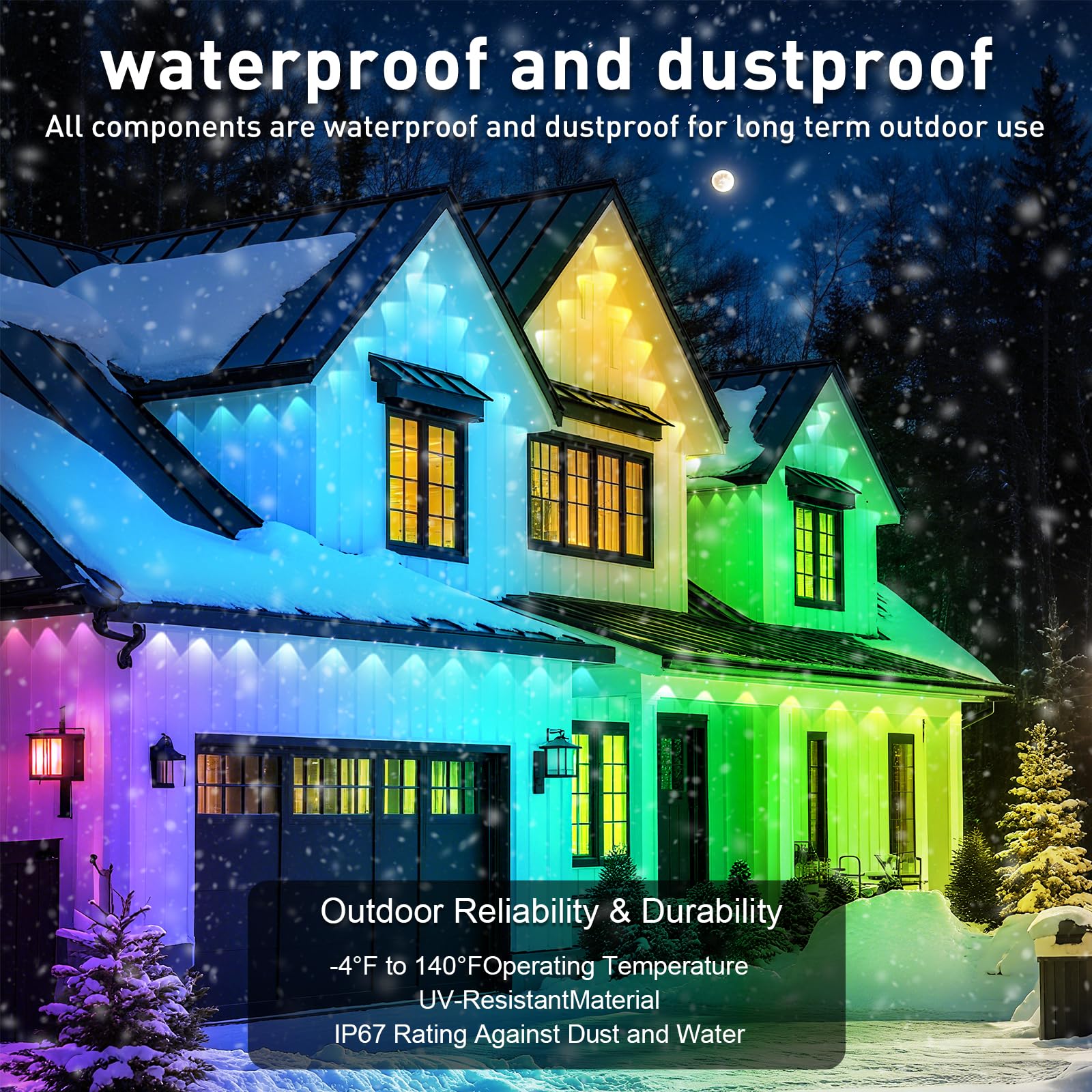 CETELUMA 150FT Outdoor RGB LED String Lights - Waterproof, Smart Control, Music Sync, Perfect for Decor & Events