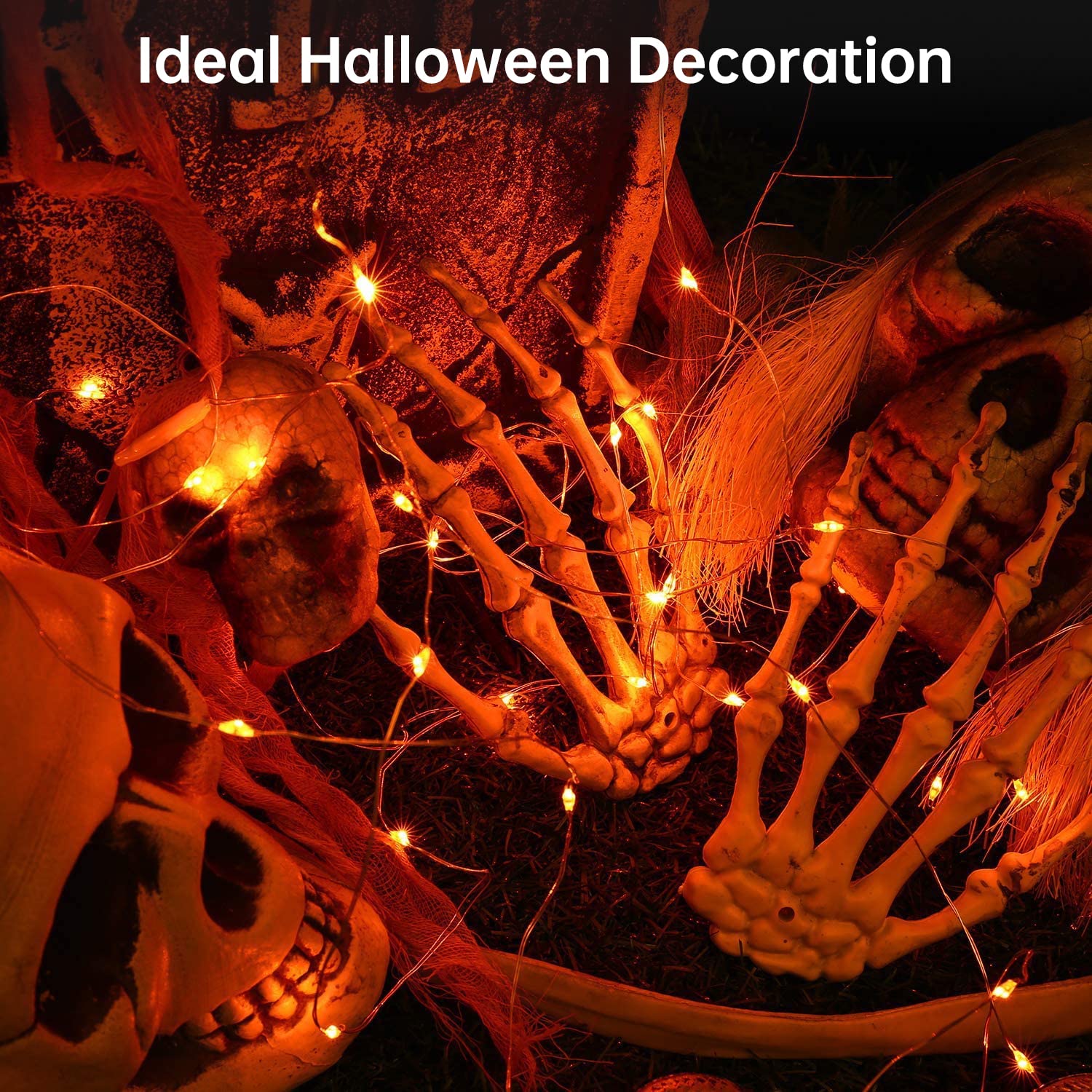 Blingstar Orange USB Powered Fairy Lights, 33Ft 100 LED Silver Wire String Lights for Halloween & Christmas Indoor Decoration