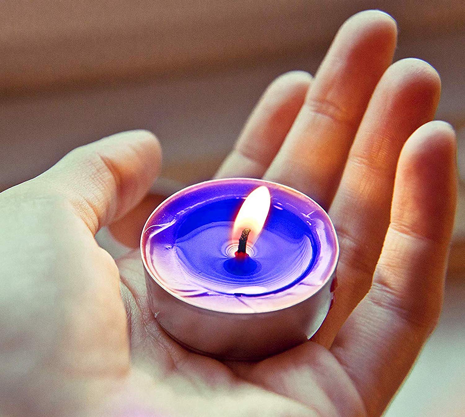 Ein Sof Unscented Tea Lights Candles | Blue Paraffin Wax Tealight Candle Perfect for Home Decor | Long Lasting | 2 to 3 Hours Bu