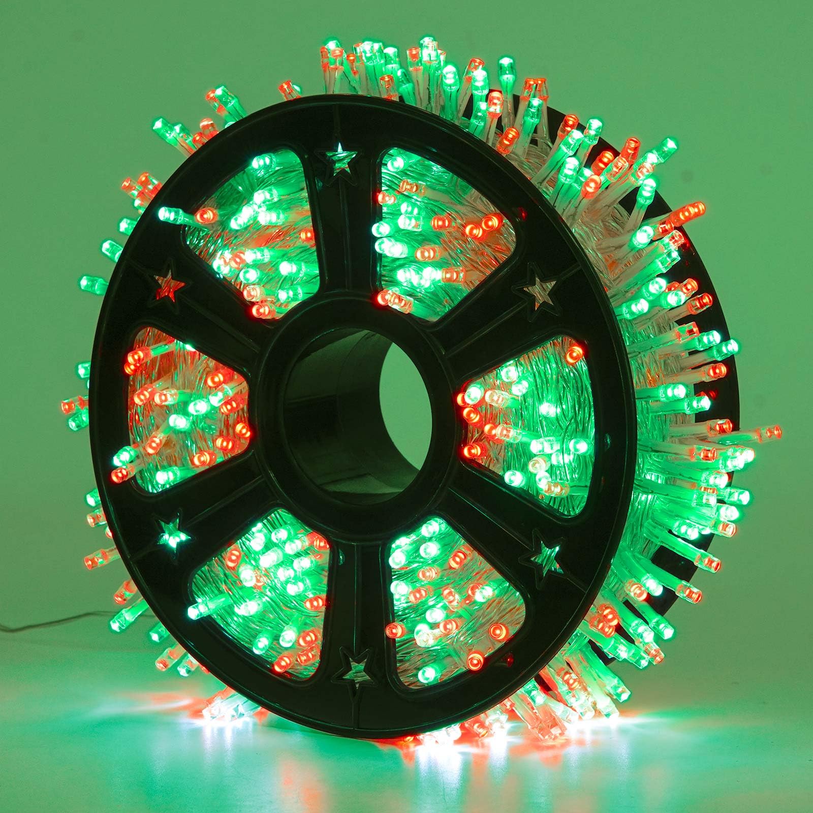 JMEXSUSS 500 LED Red and Green Christmas Lights, 8 Modes 163ft String Lights Plug in with Remote Control, Clear Wire Christmas S