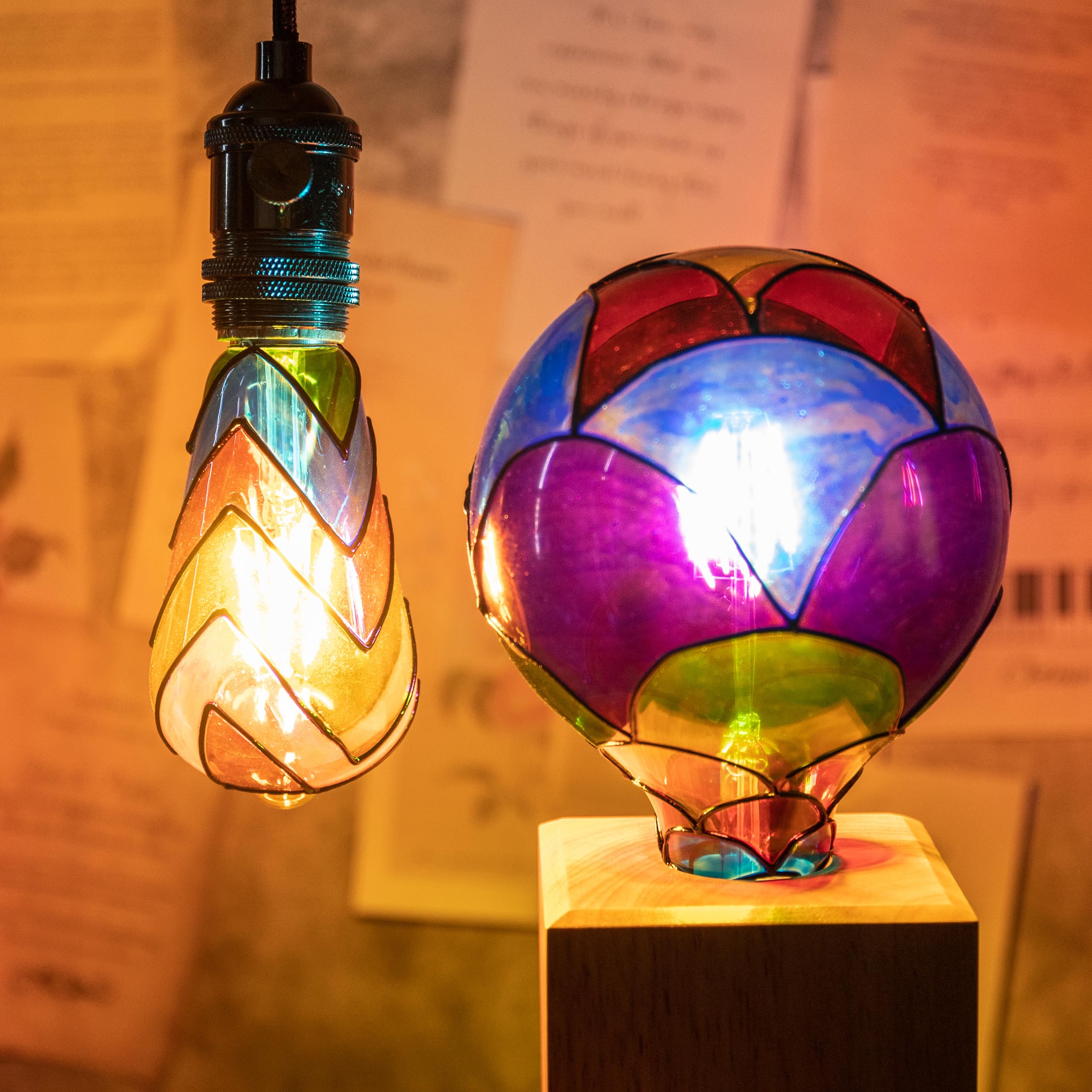 Cybaaluxzus Stained Glass Light Bulb - Rainbow Painted Mosaic Bulb, 4W 120V, Multi-Colored Indoor, Fun Romantic And Unique Decor