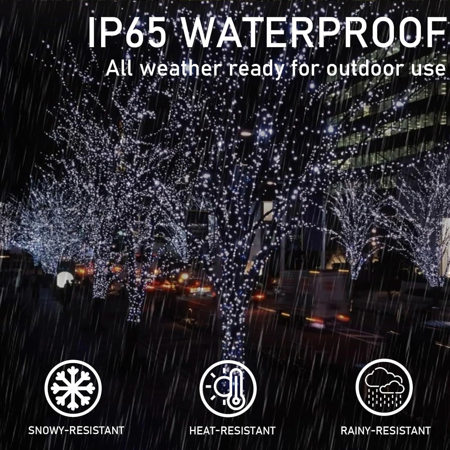 KAQ Solar String Lights 400LED 132FT Waterproof Cool White Green Wire 8 Modes for Outdoor Christmas Party Wedding Garden